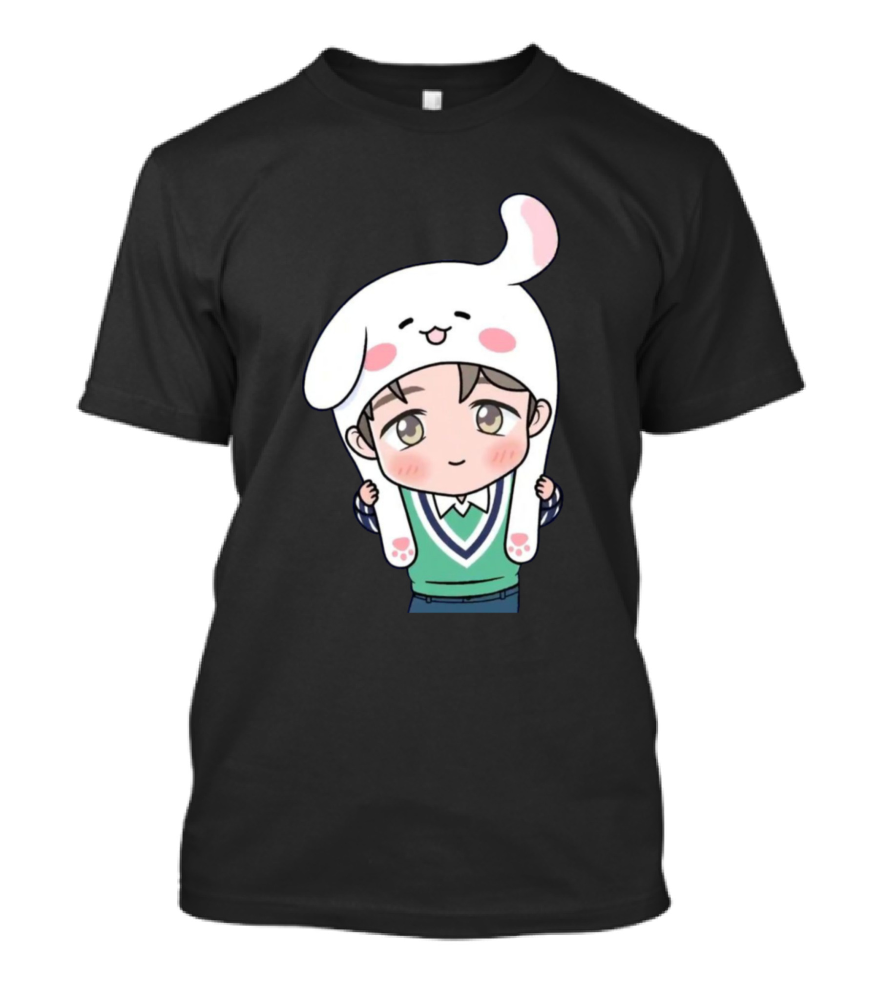 Jimin BTS Cute Cartoon Bunny Hat T-Shirt