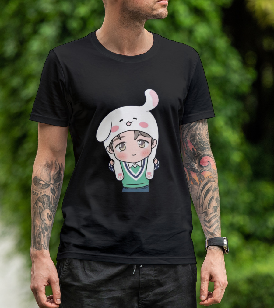 Jimin BTS Cute Cartoon Bunny Hat T-Shirt