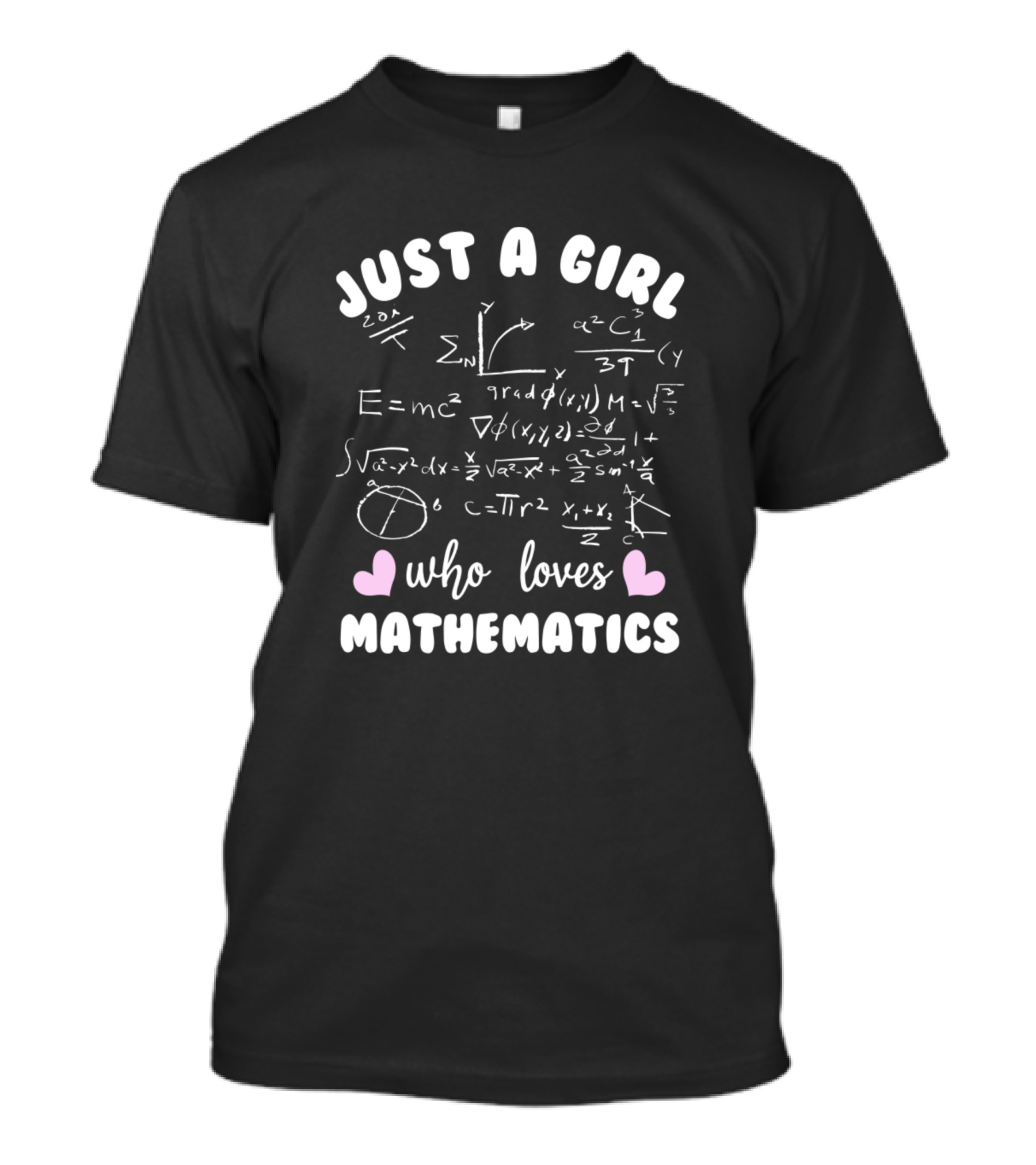 Just A Girl Who Loves Mathematics Equations Graphs Science T-Shirt