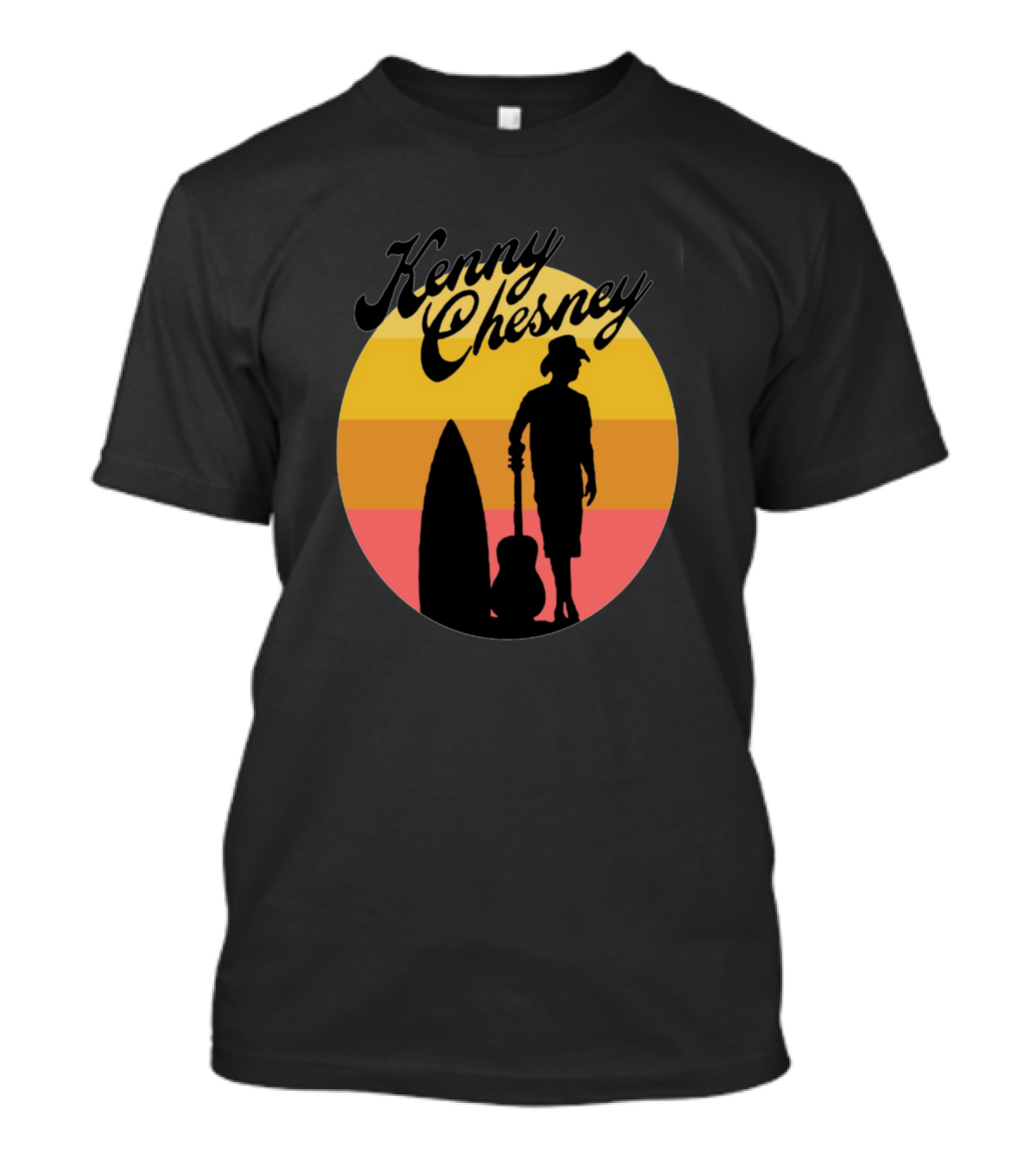 Kenny Chesney Sunset Silhouette With Surfboard And Guitar T-Shirt