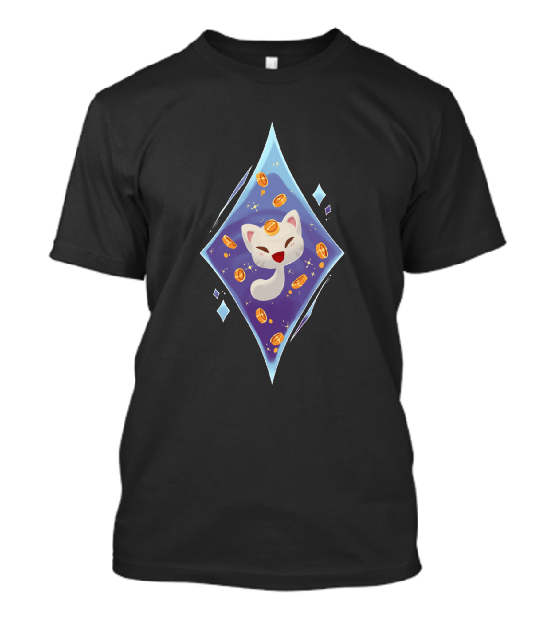Lucky Slime Maneki-Neko Coins Sparkle Diamond Charm T-Shirt