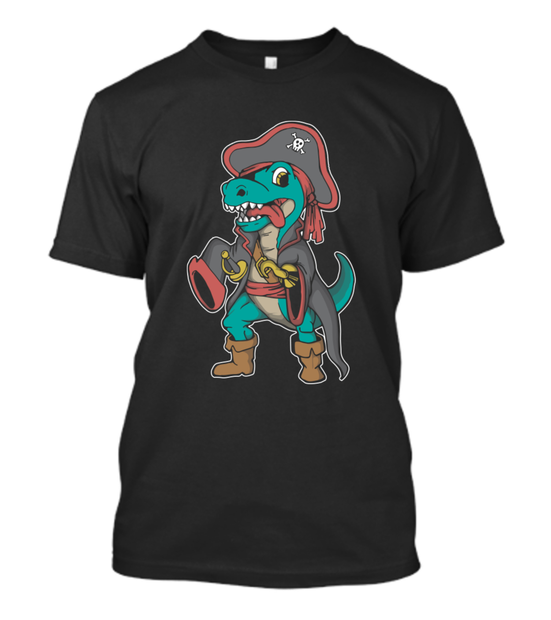 Treasure Hunting Pirate Dinosaur Rex T-Shirt