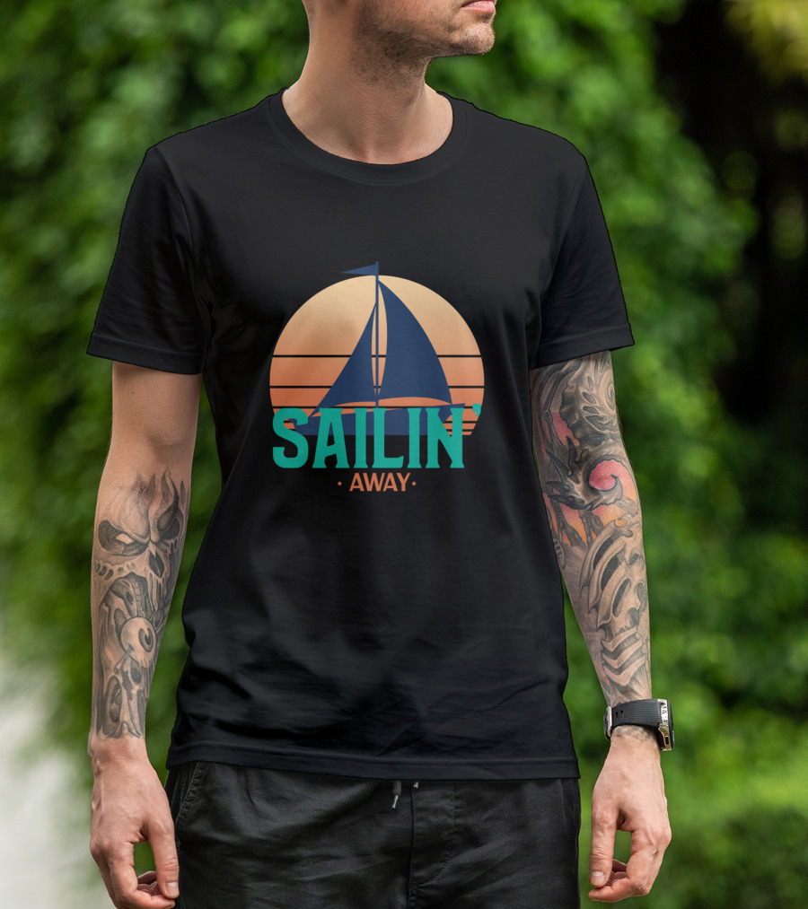 Sailin' Away Retro Sunset Sailboat T-Shirt