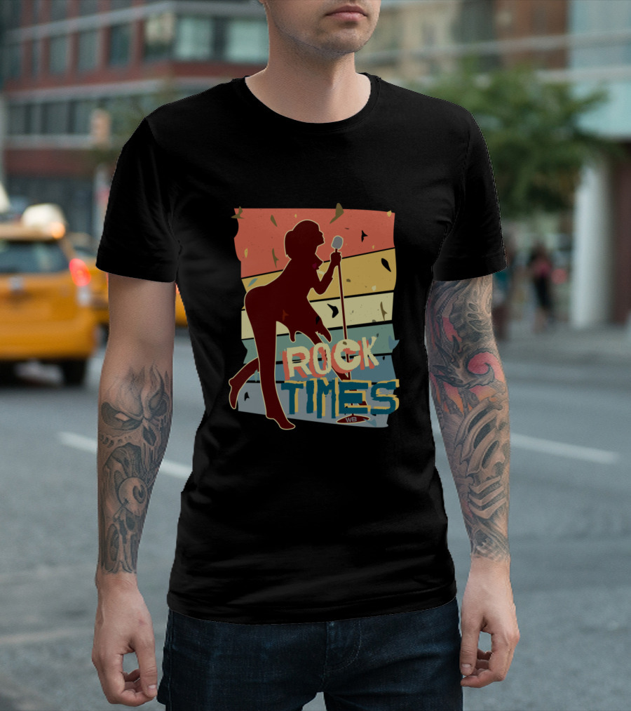 Rock Times Retro Singer Silhouette Mic WB T-Shirt