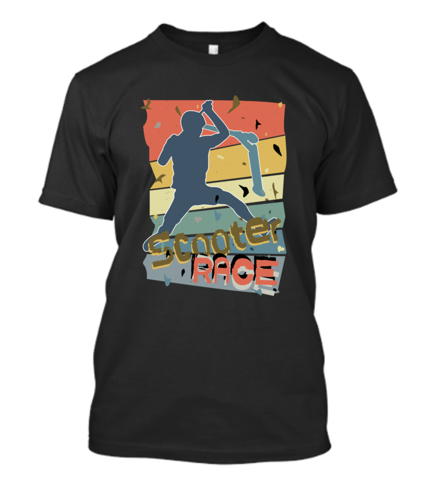Scooter Race Retro Silhouette Action T-Shirt