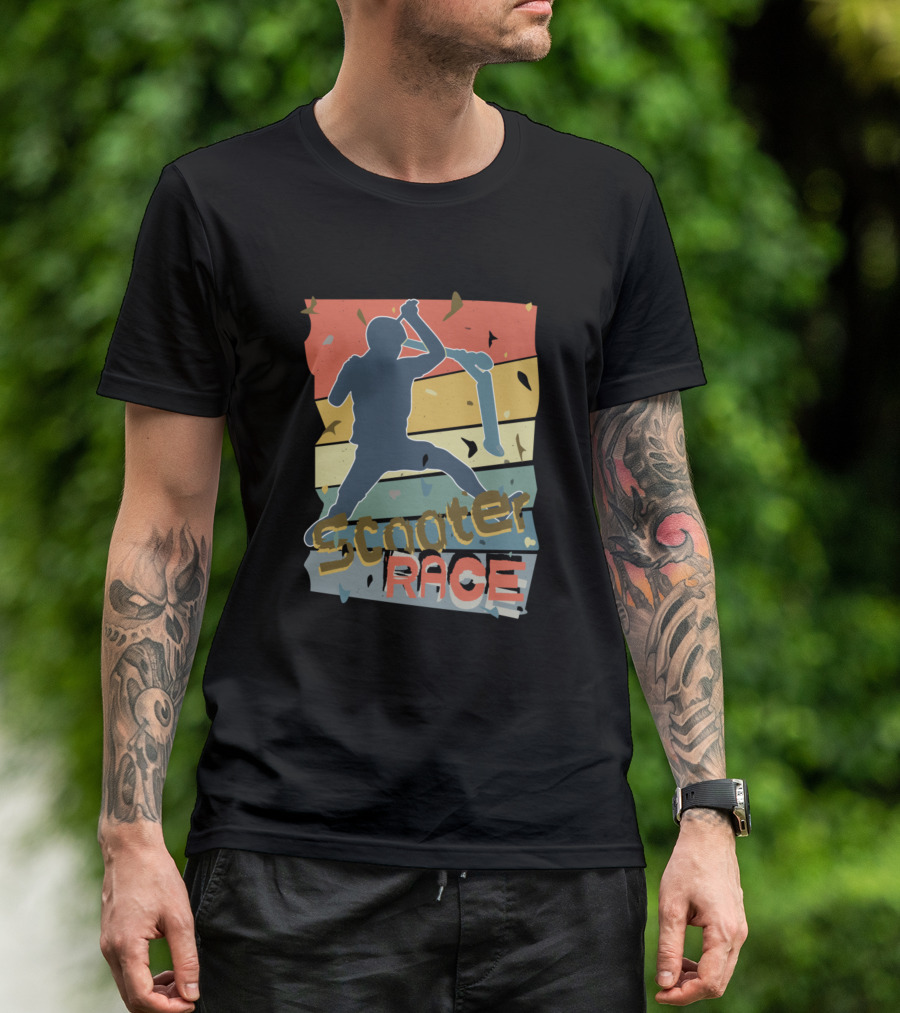 Scooter Race Retro Silhouette Action T-Shirt