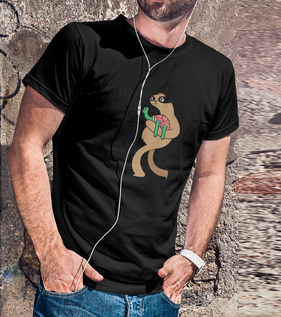 Speed Is Relative Sloth Carrying Turtle T-Shirt