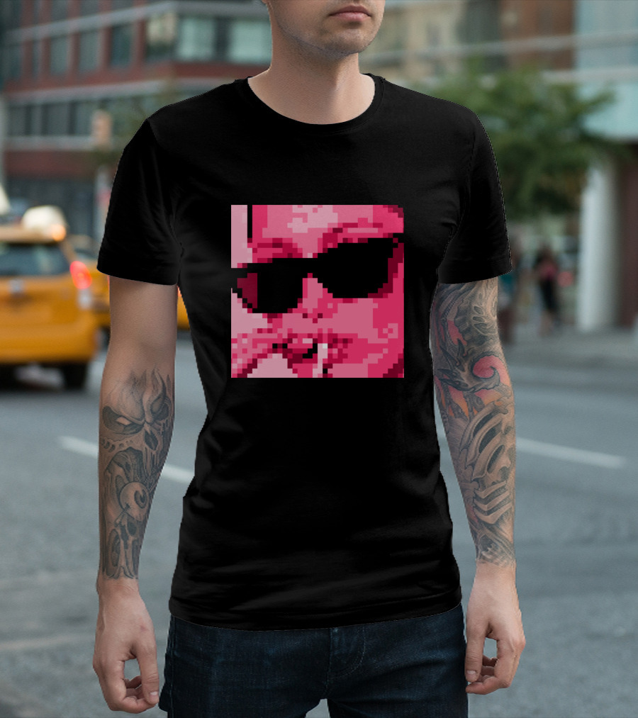 Smoke Pixel Art Sunglasses Retro Pink Aesthetic T-Shirt