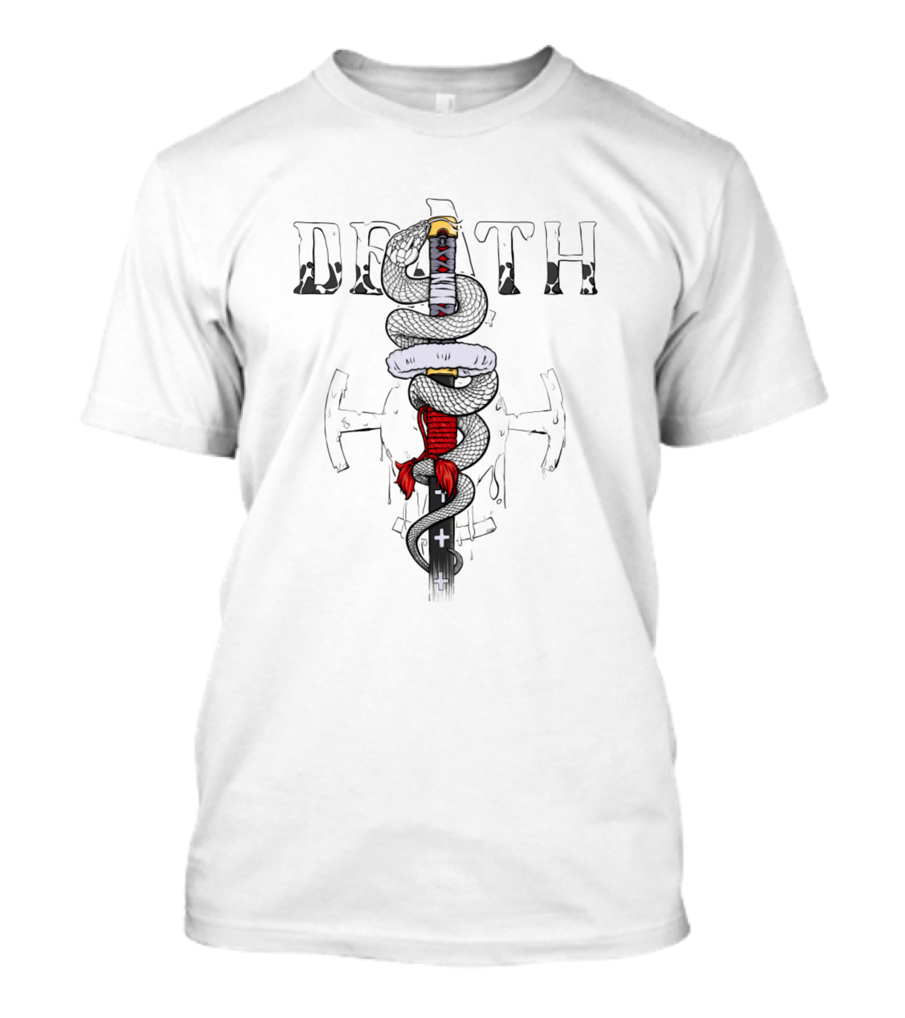 DEATH Sword Wrapped By Serpent With Crosses T-Shirt