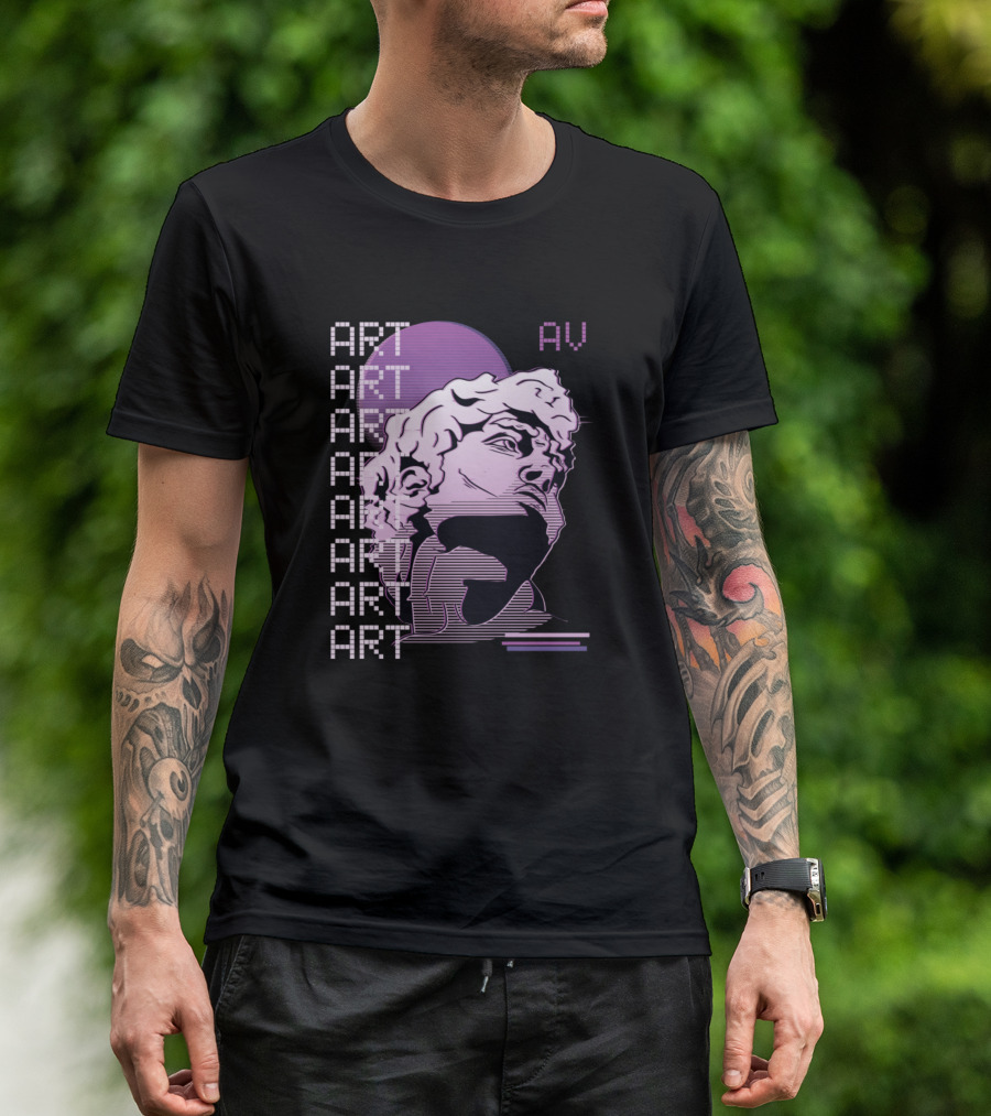 Vaporwave ART AV Pixelated Bust With Futuristic Aesthetic T-Shirt