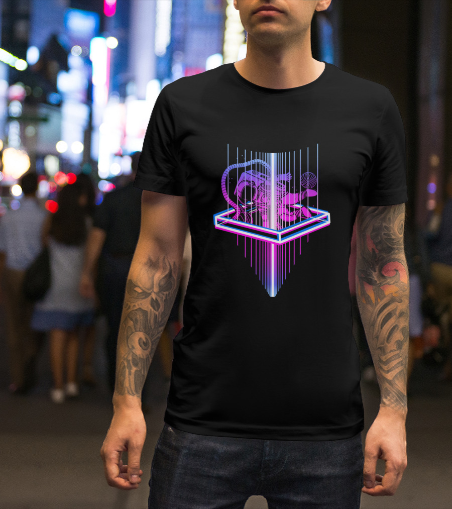 Astronaut In Neon Synthwave Spacewave Aesthetic T-Shirt