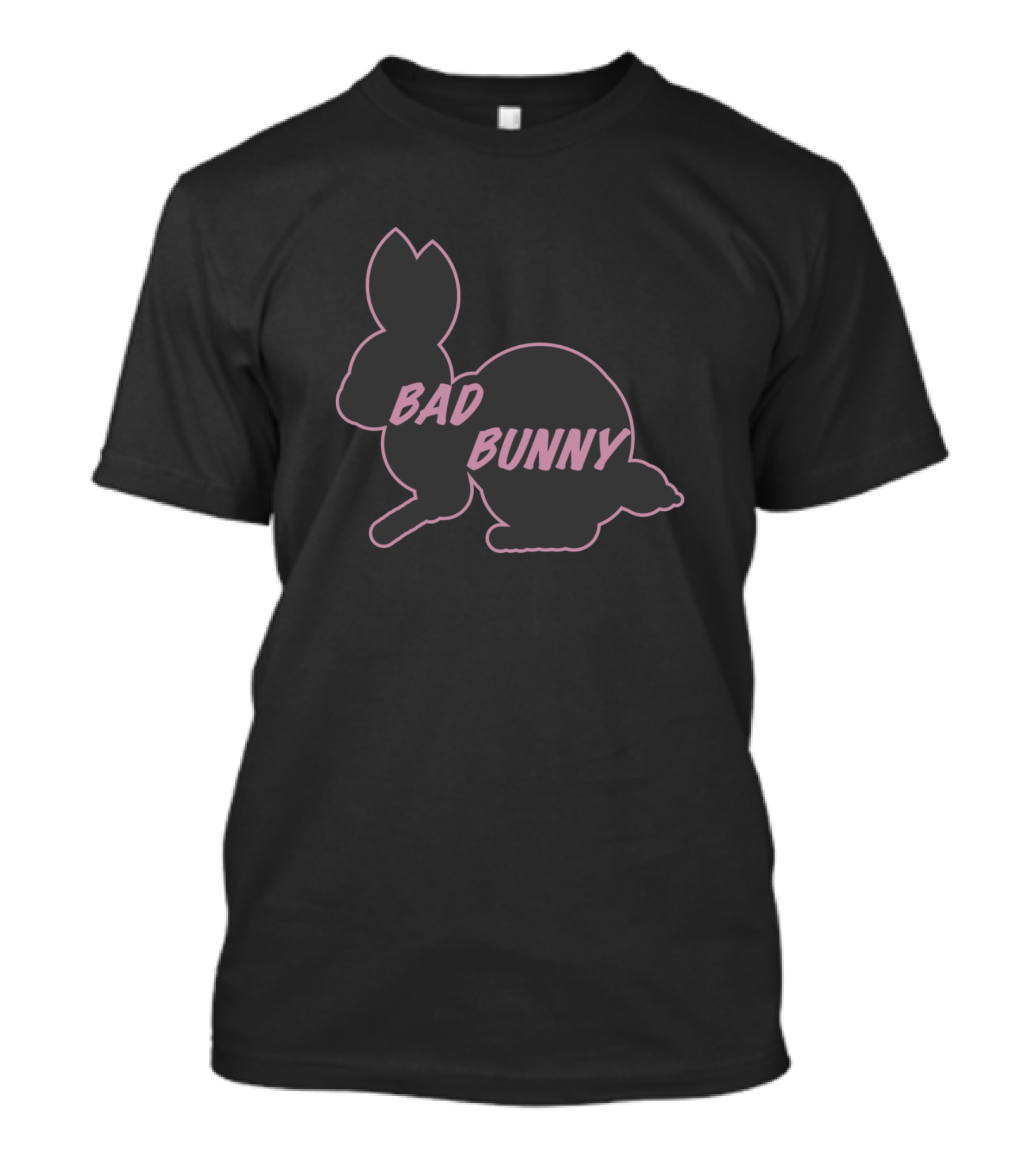 Bad Bunny Rabbit Silhouette Pink Outline T-Shirt