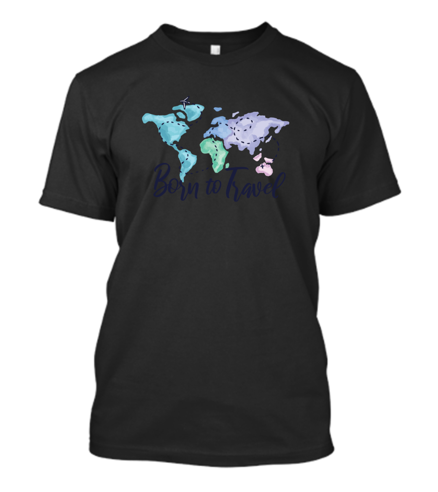 Born To Travel World Map Watercolor T-Shirt