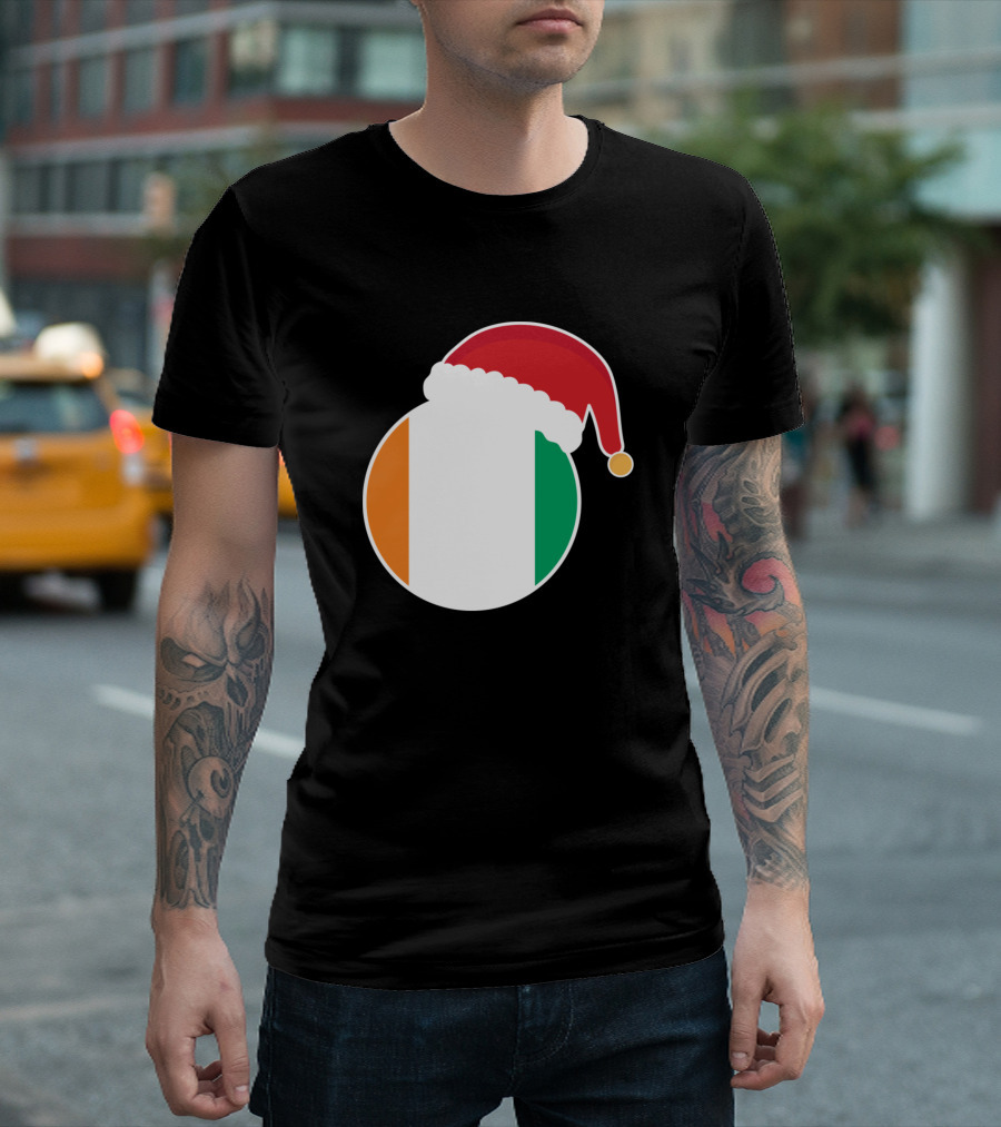 Christmas Santa Hat Ivory Coast Flag Holiday T-Shirt