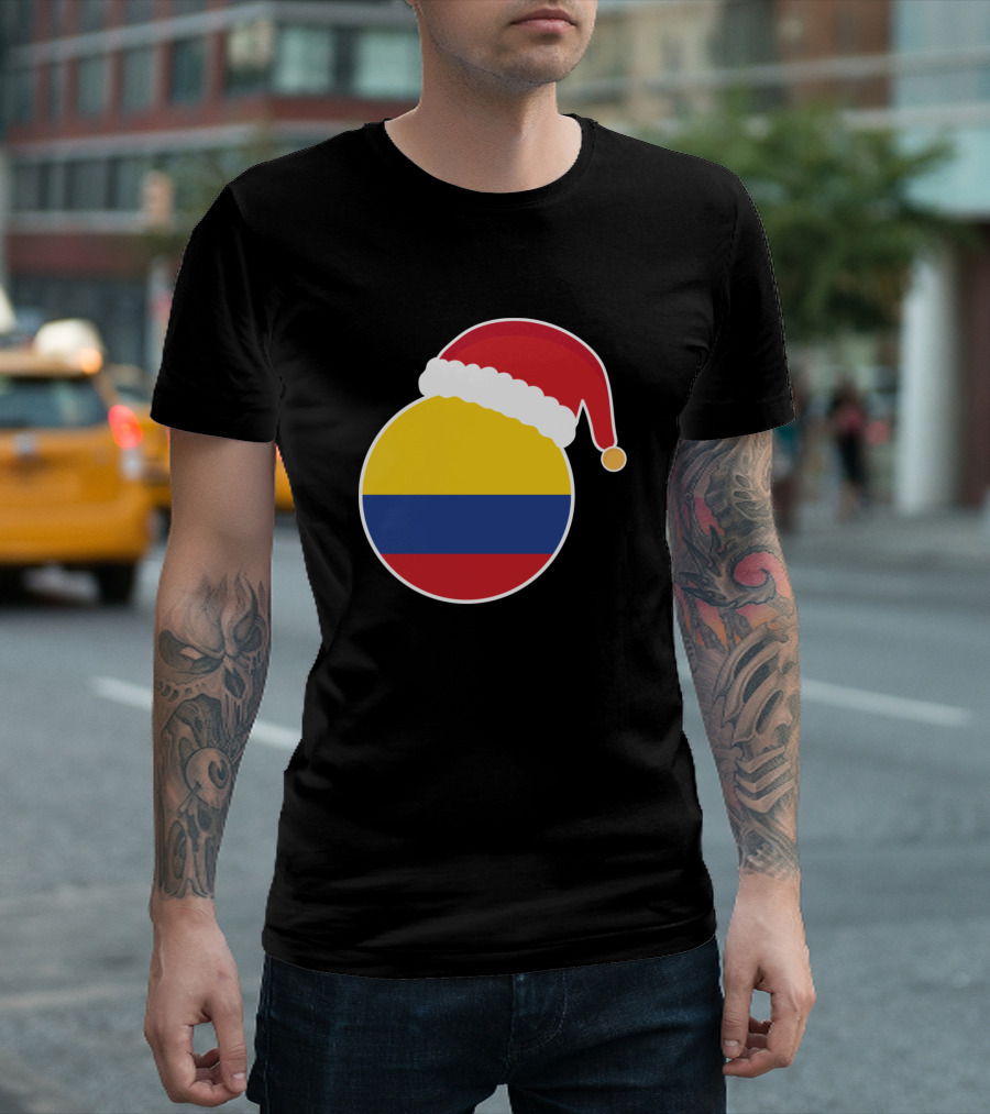 Colombia Flag Christmas Santa Hat T-Shirt