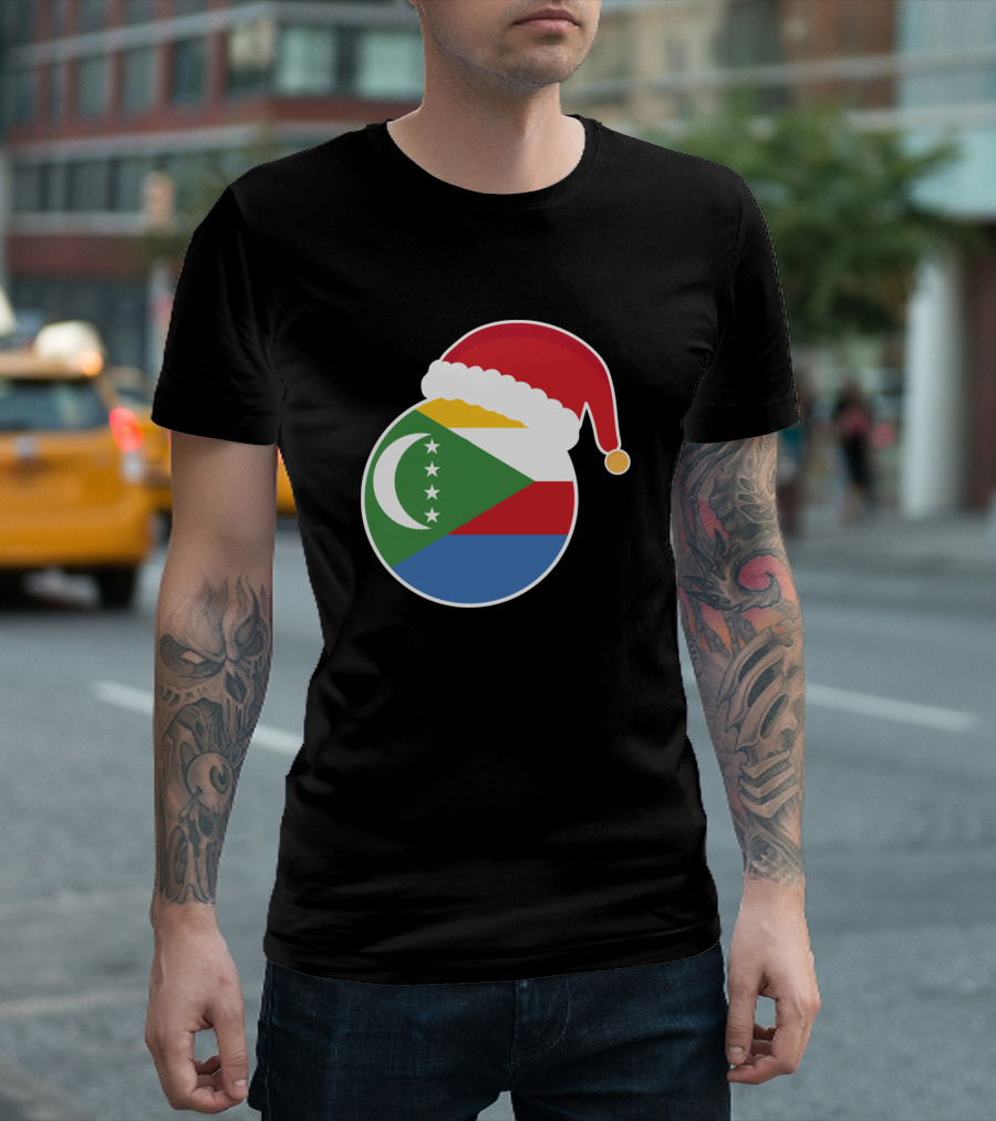 Christmas Comoros Flag Santa Hat T-Shirt