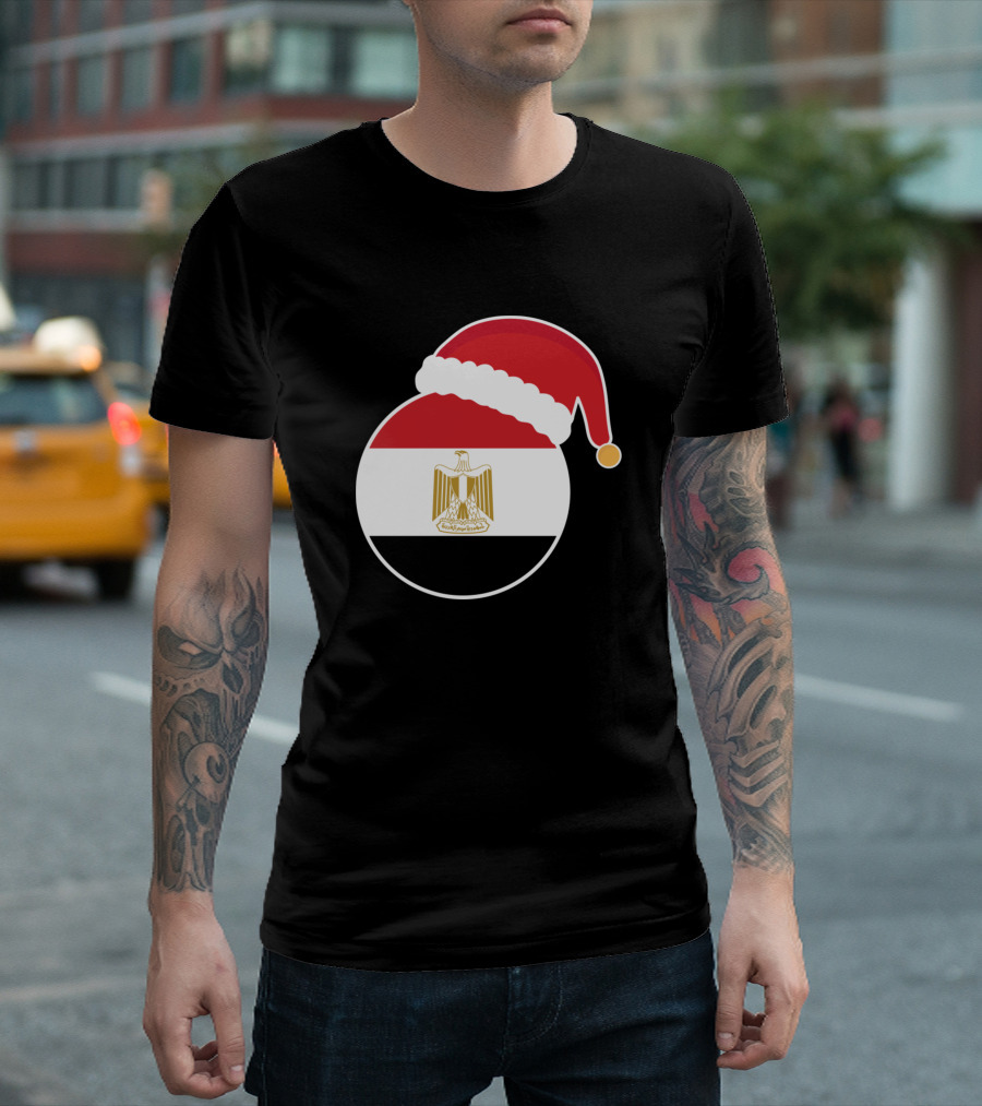Egypt Flag With Santa Claus Hat Christmas T-Shirt