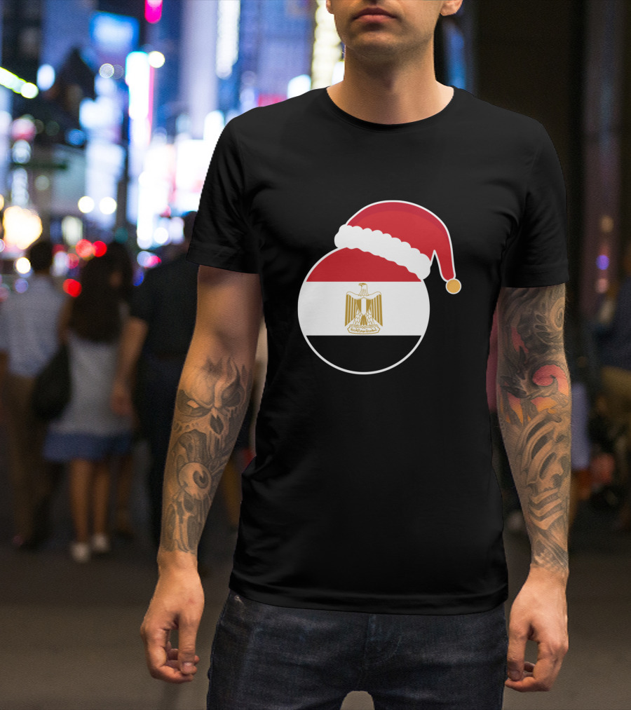 Egypt Flag With Santa Claus Hat Christmas T-Shirt
