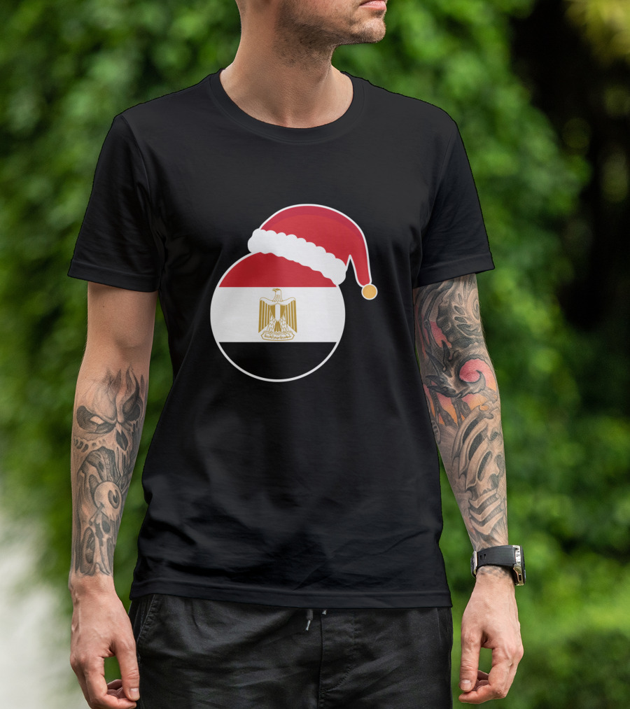 Egypt Flag With Santa Claus Hat Christmas T-Shirt