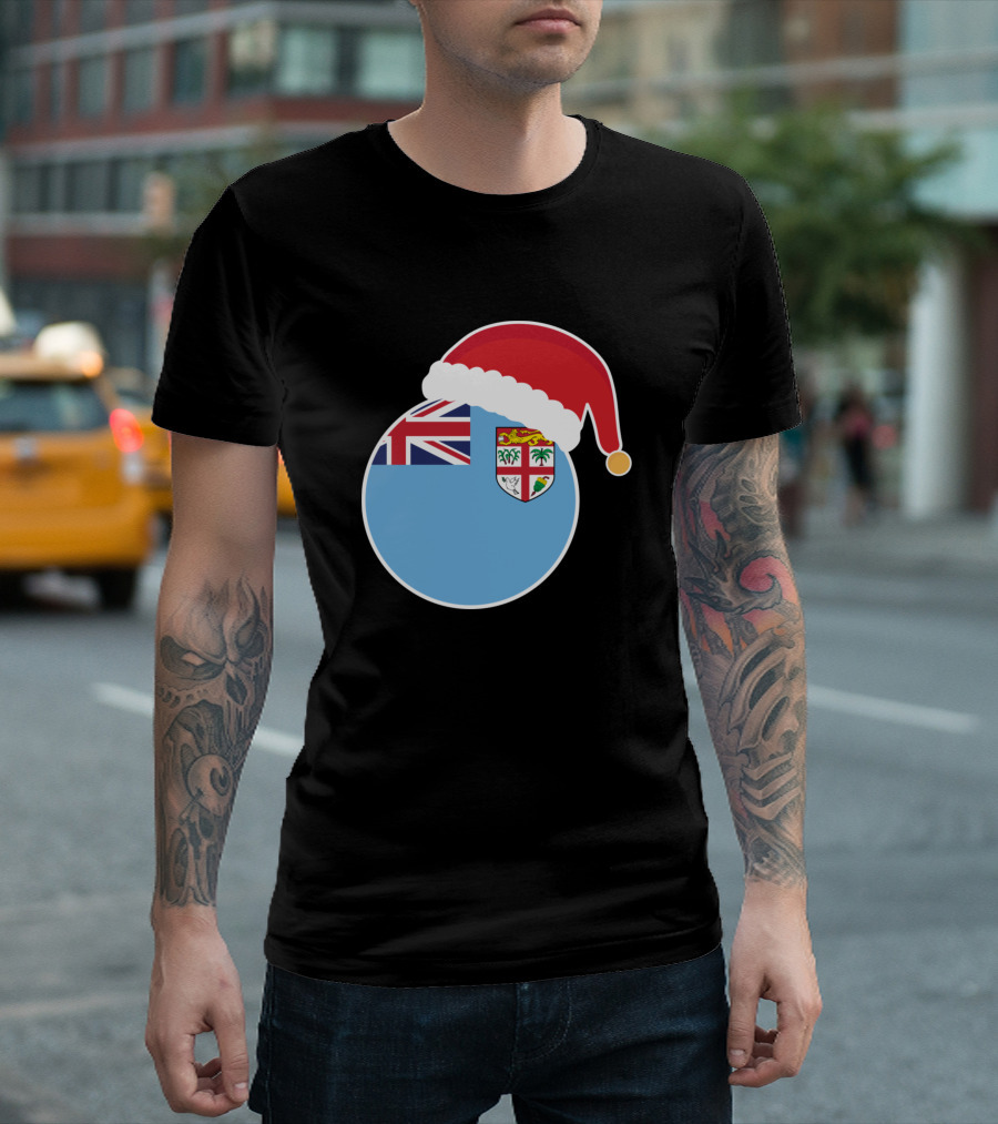 Christmas Fiji Flag Santa Claus Hat T-Shirt