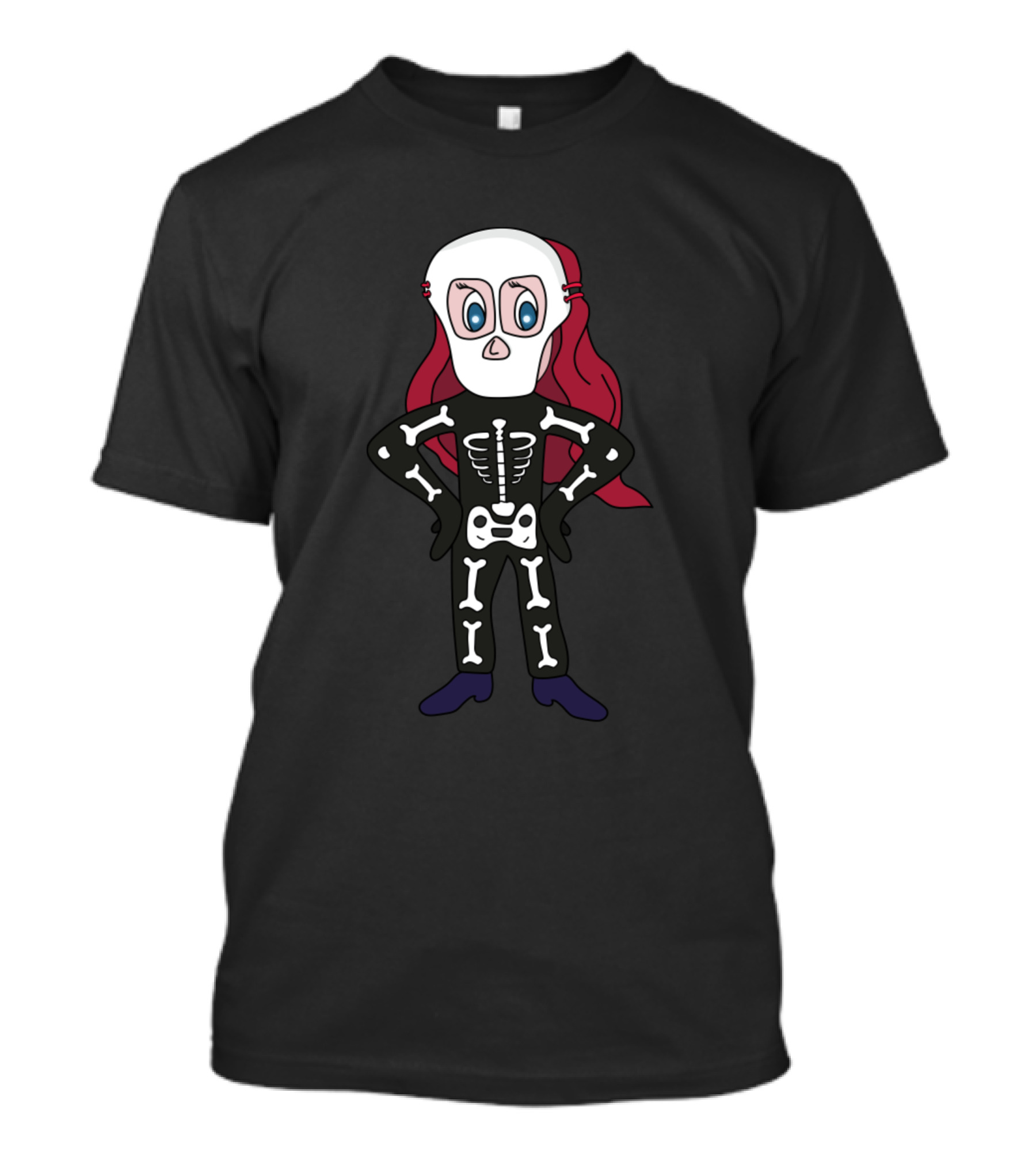 Cute Skeleton Gamer In Pajamas With Red Cape T-Shirt