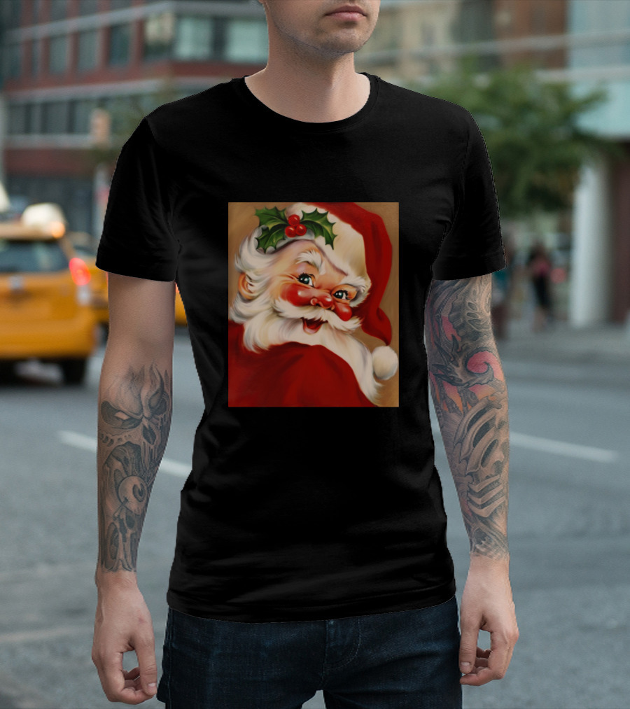 Golden Vintage Holly Jolly Santa Claus T-Shirt