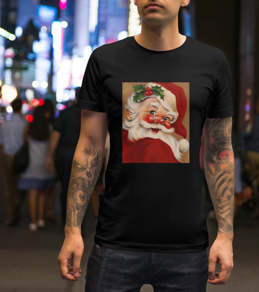 Golden Vintage Holly Jolly Santa Claus T-Shirt