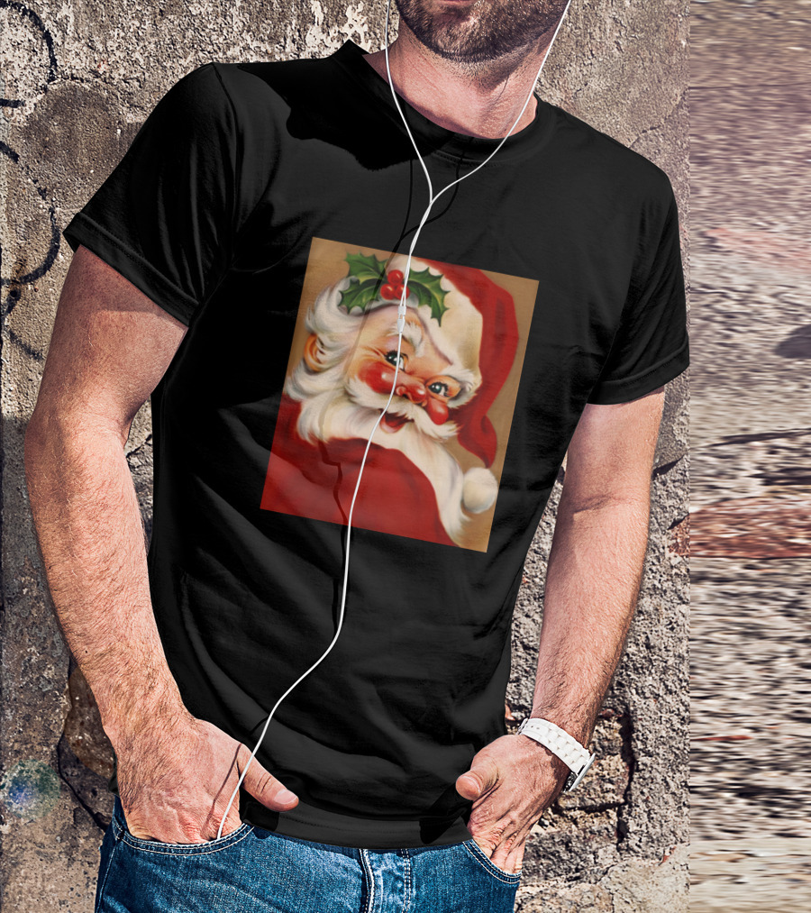 Golden Vintage Holly Jolly Santa Claus T-Shirt