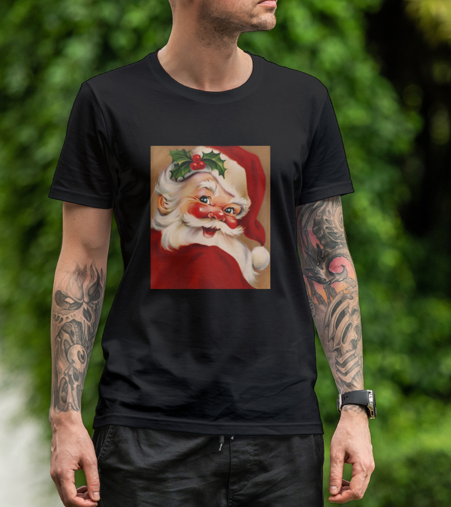 Golden Vintage Holly Jolly Santa Claus T-Shirt