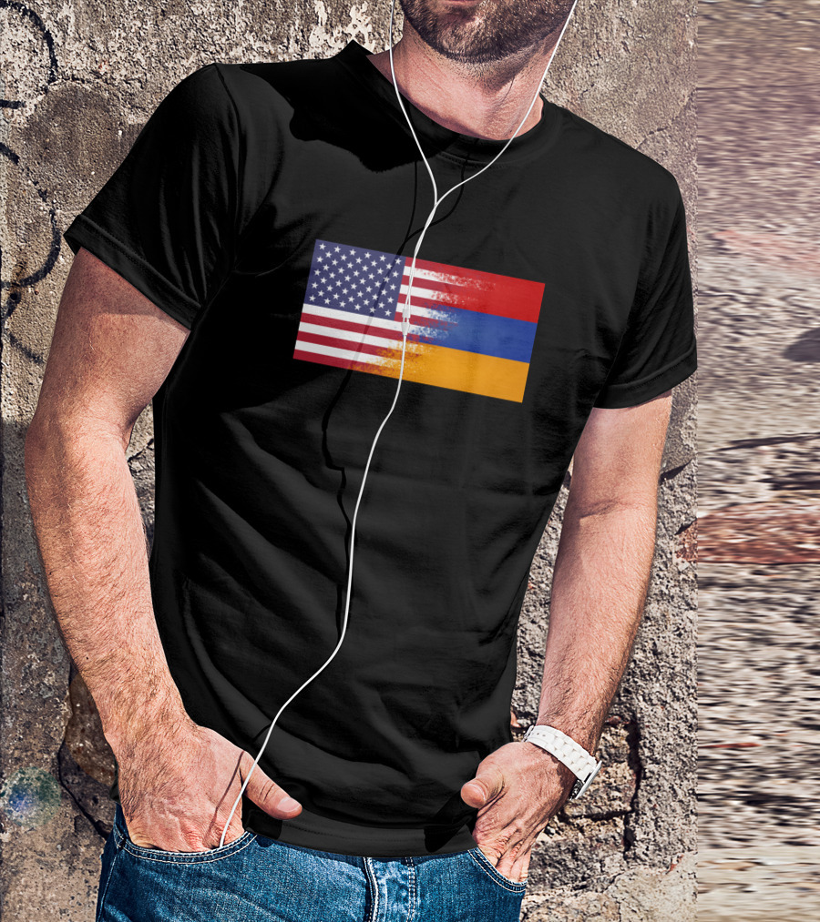 Half Armenian Half American Flag Blend T-Shirt