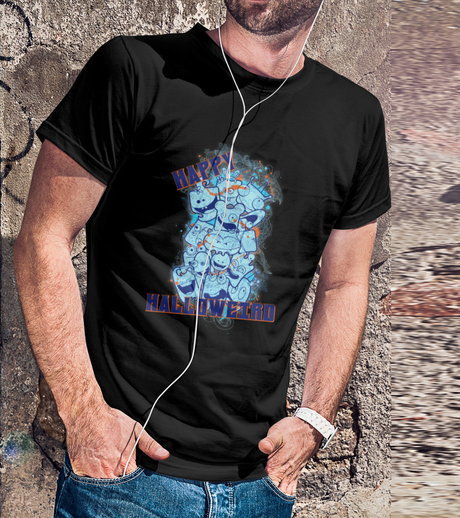 HAPPY HALLOWEIRD Spooky Cartoon Character Collage T-Shirt