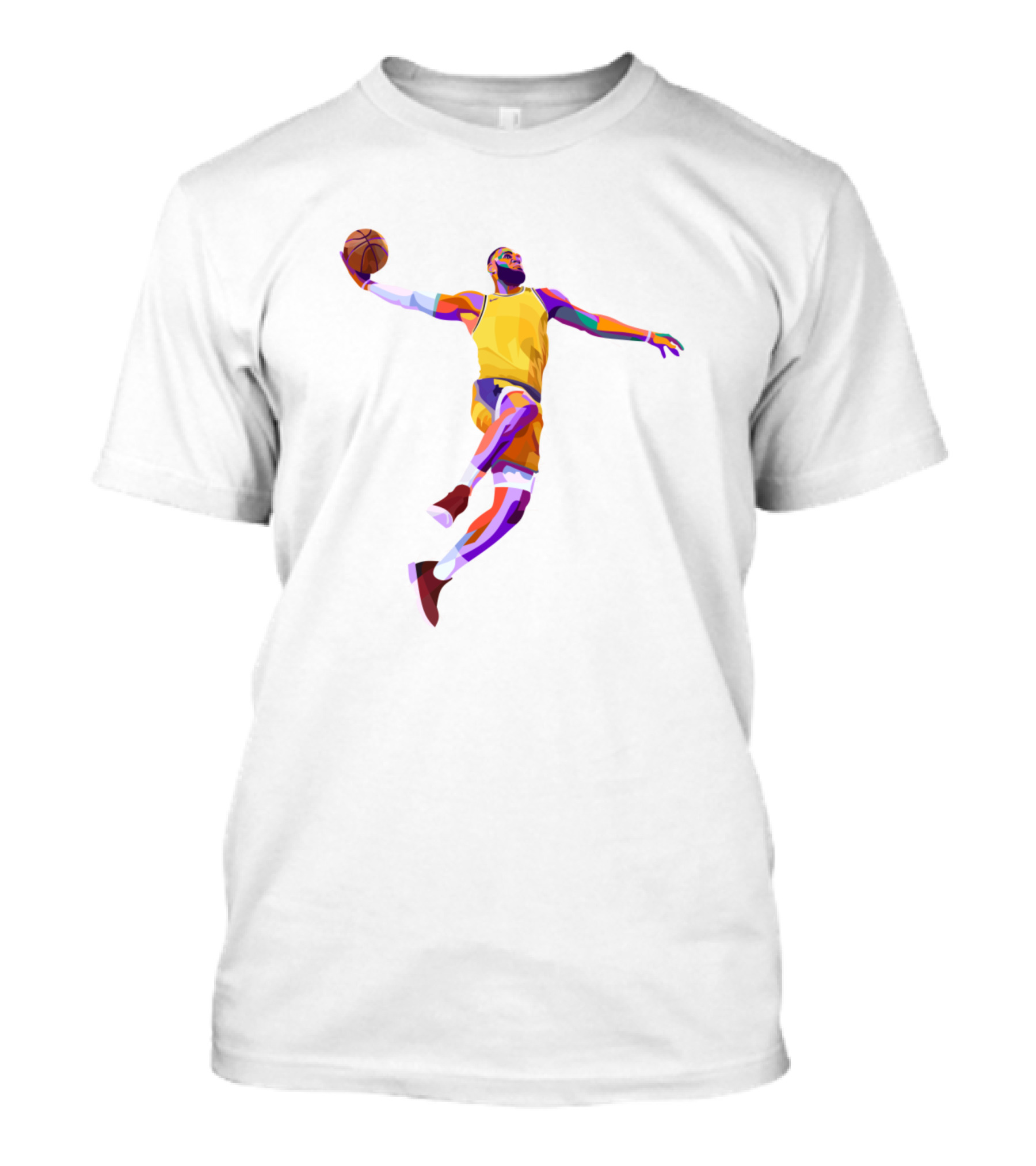 James Lebron Basketball Slam Dunk Colorful Abstract T-Shirt