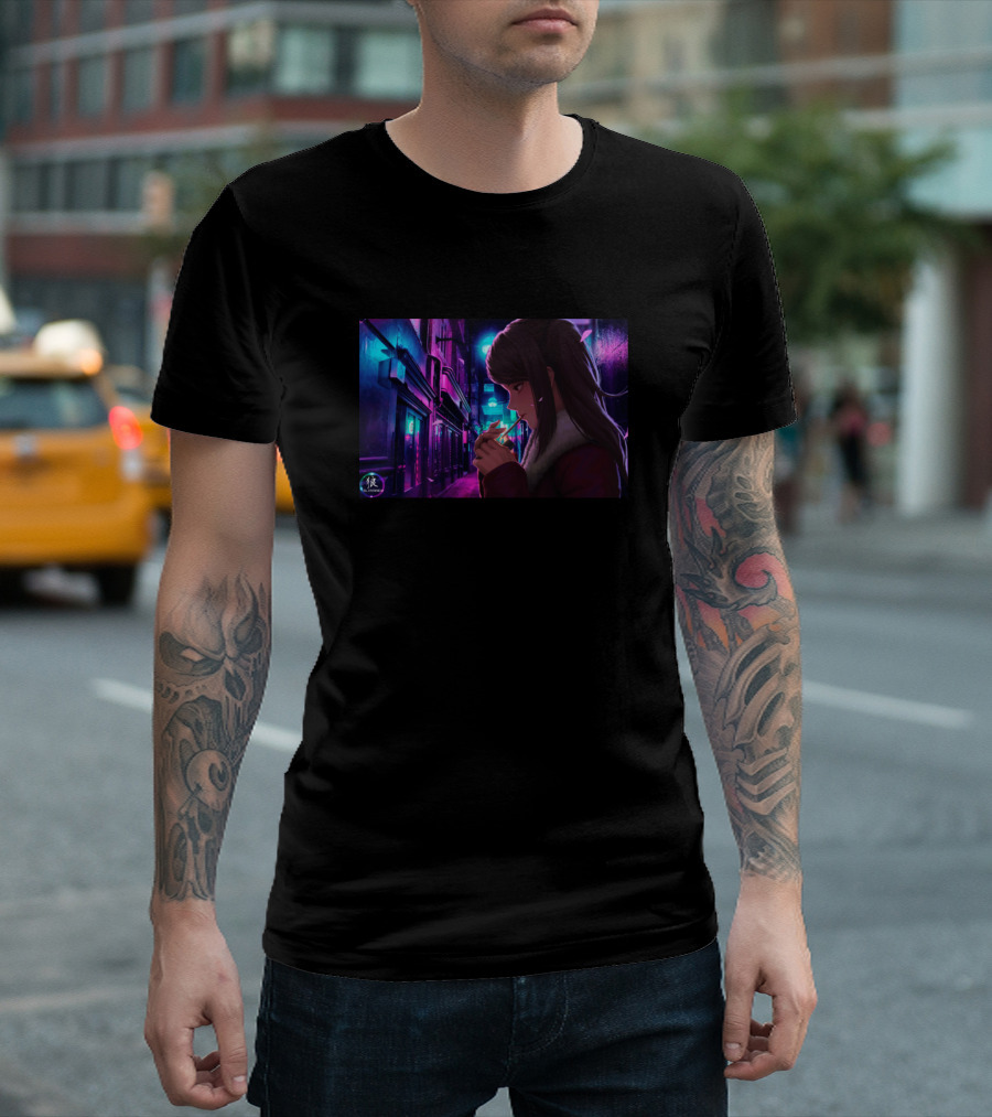 Light Up A Smoke Neon Alley Anime T-Shirt
