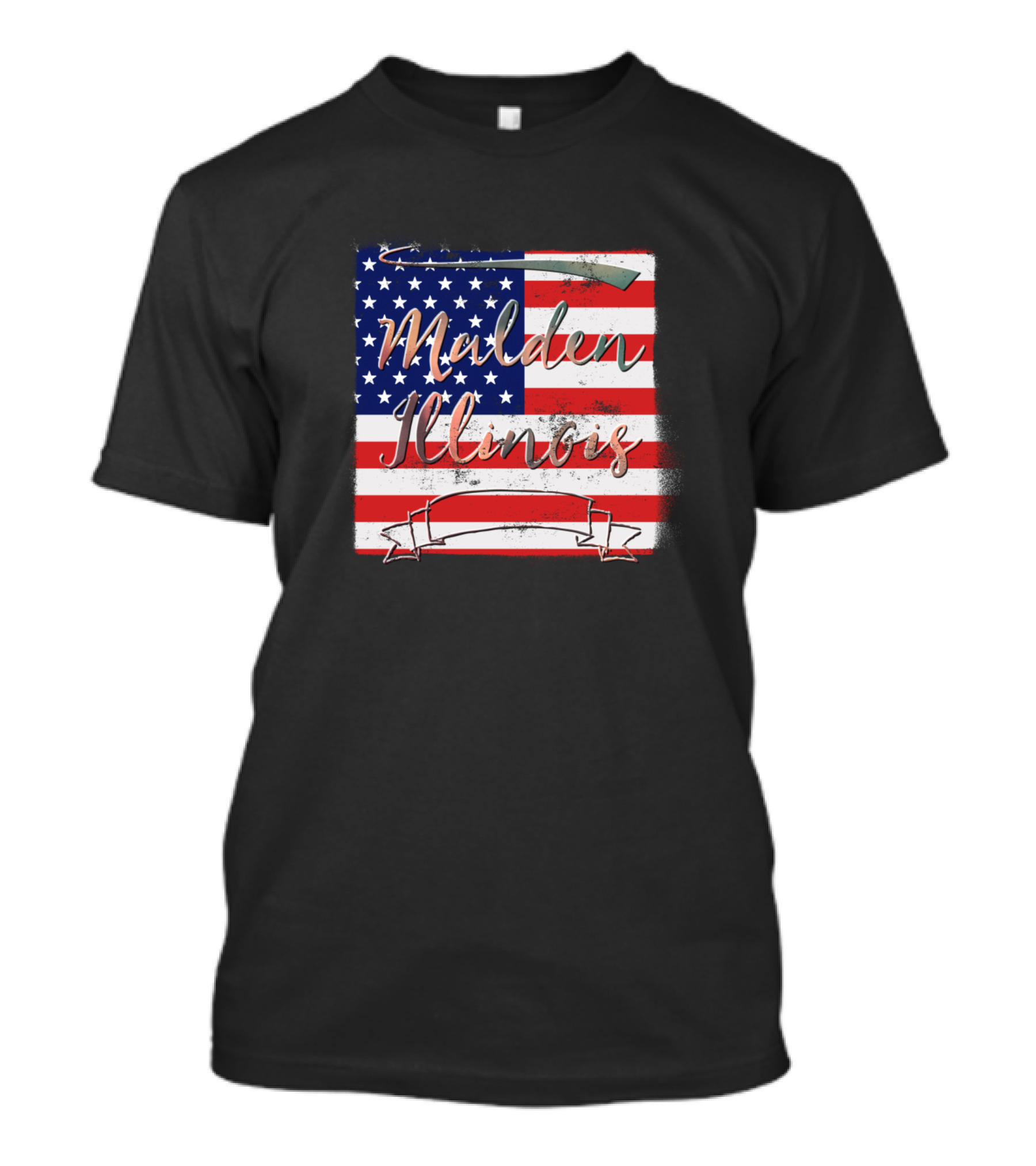 Malden Illinois American Flag Rifle Banner T-Shirt