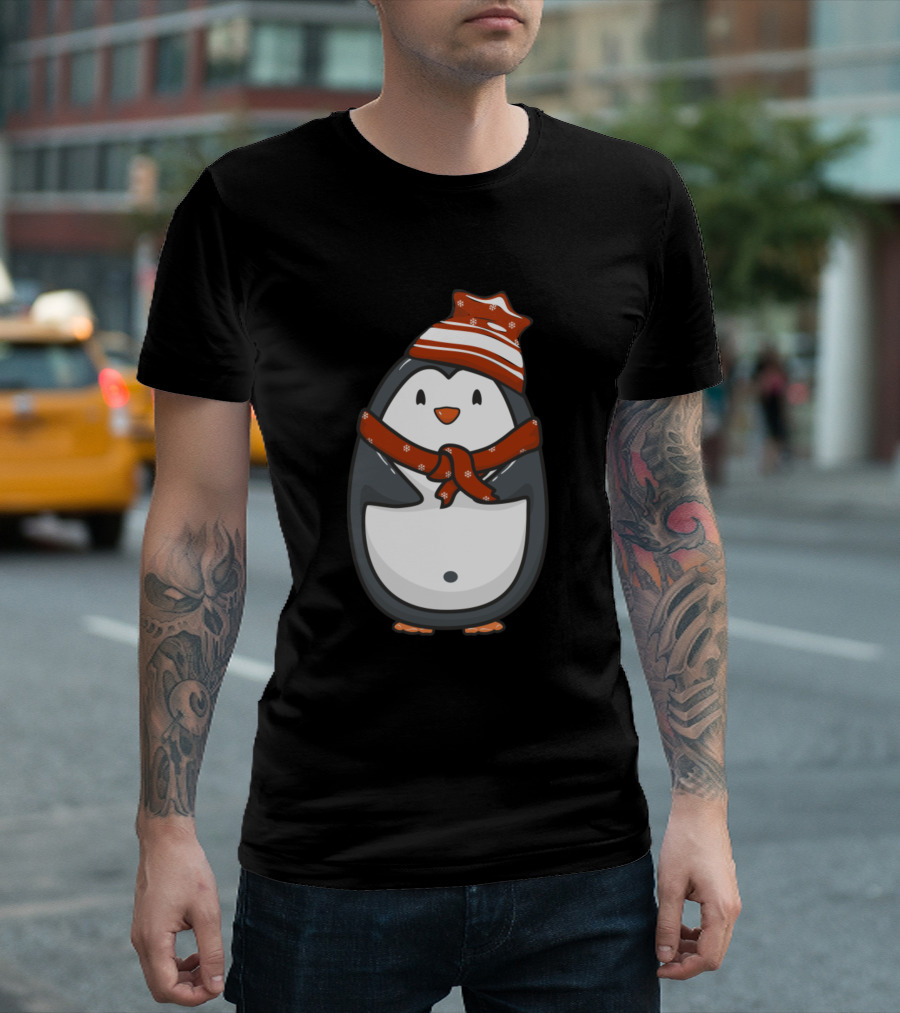 Penguin Baby Cute with Red Hat and Scarf T-Shirt