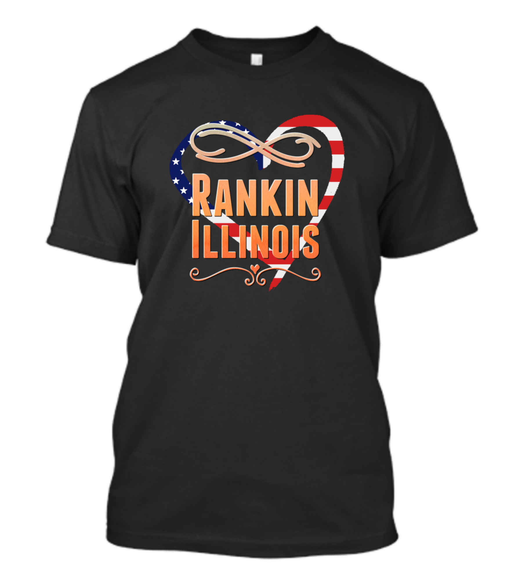 Rankin Illinois American Flag Heart T-Shirt