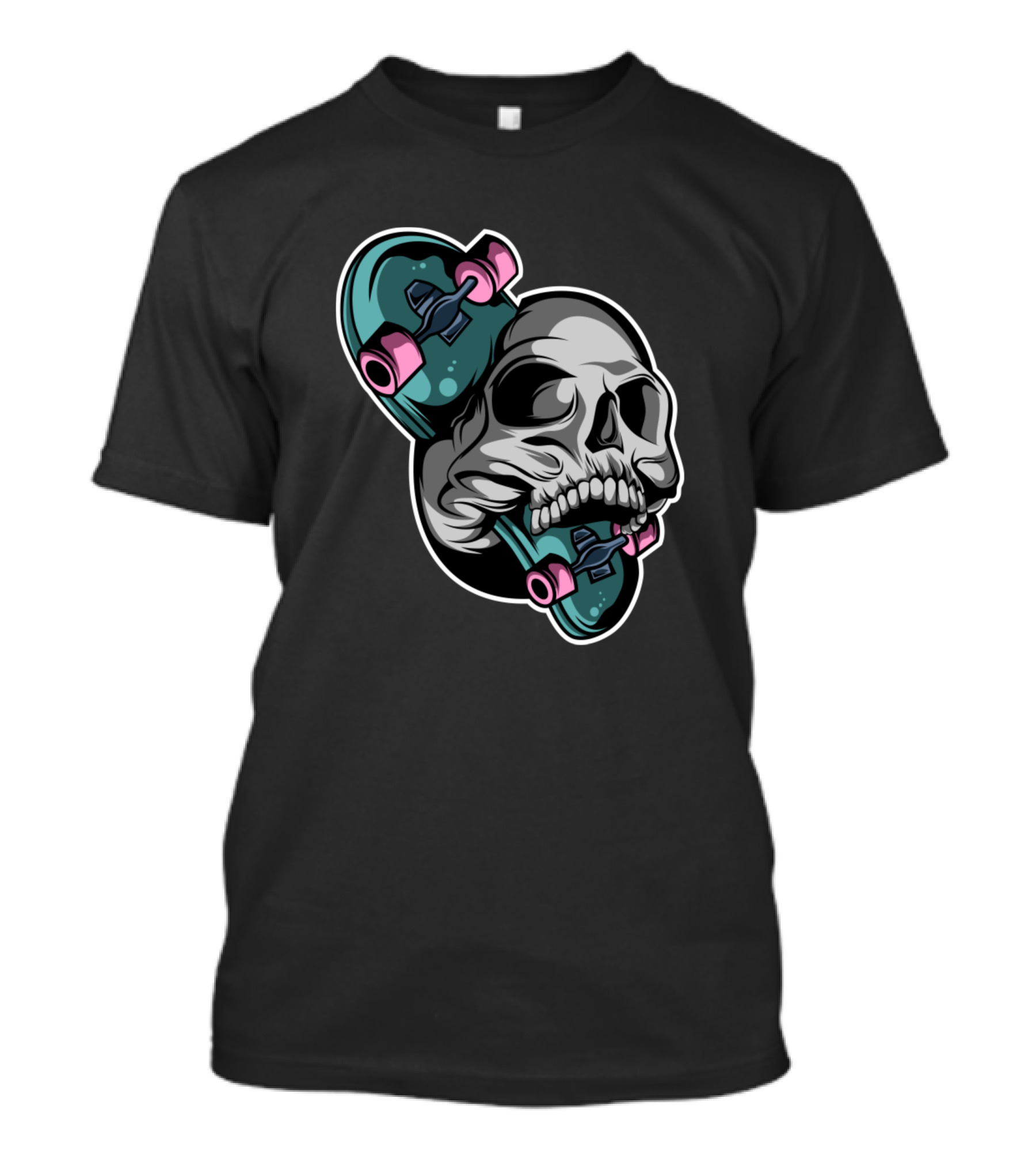 Skateboarding Skull With Dual Decks T-Shirt