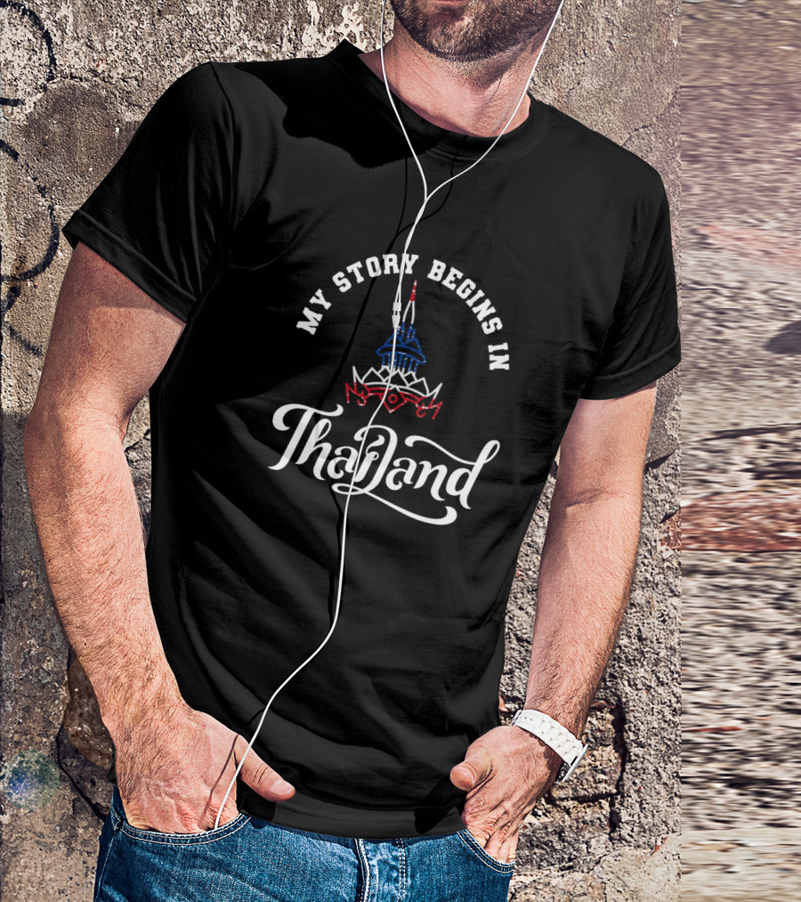 My Story Begins In Thailand Temple Thai Flag Colors T-Shirt