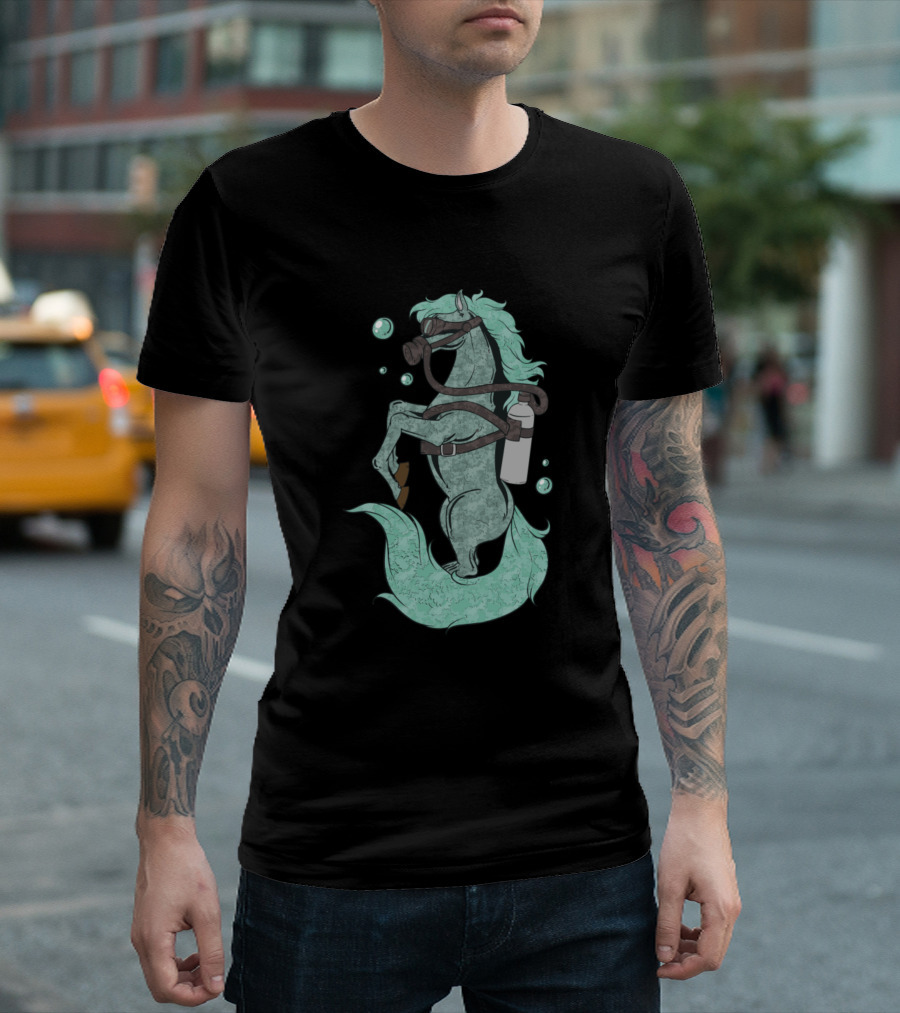 Taucher Pferd Hengst Unterwasser Ozean Seepferd Scuba Diving Horse Sea Creature T-Shirt