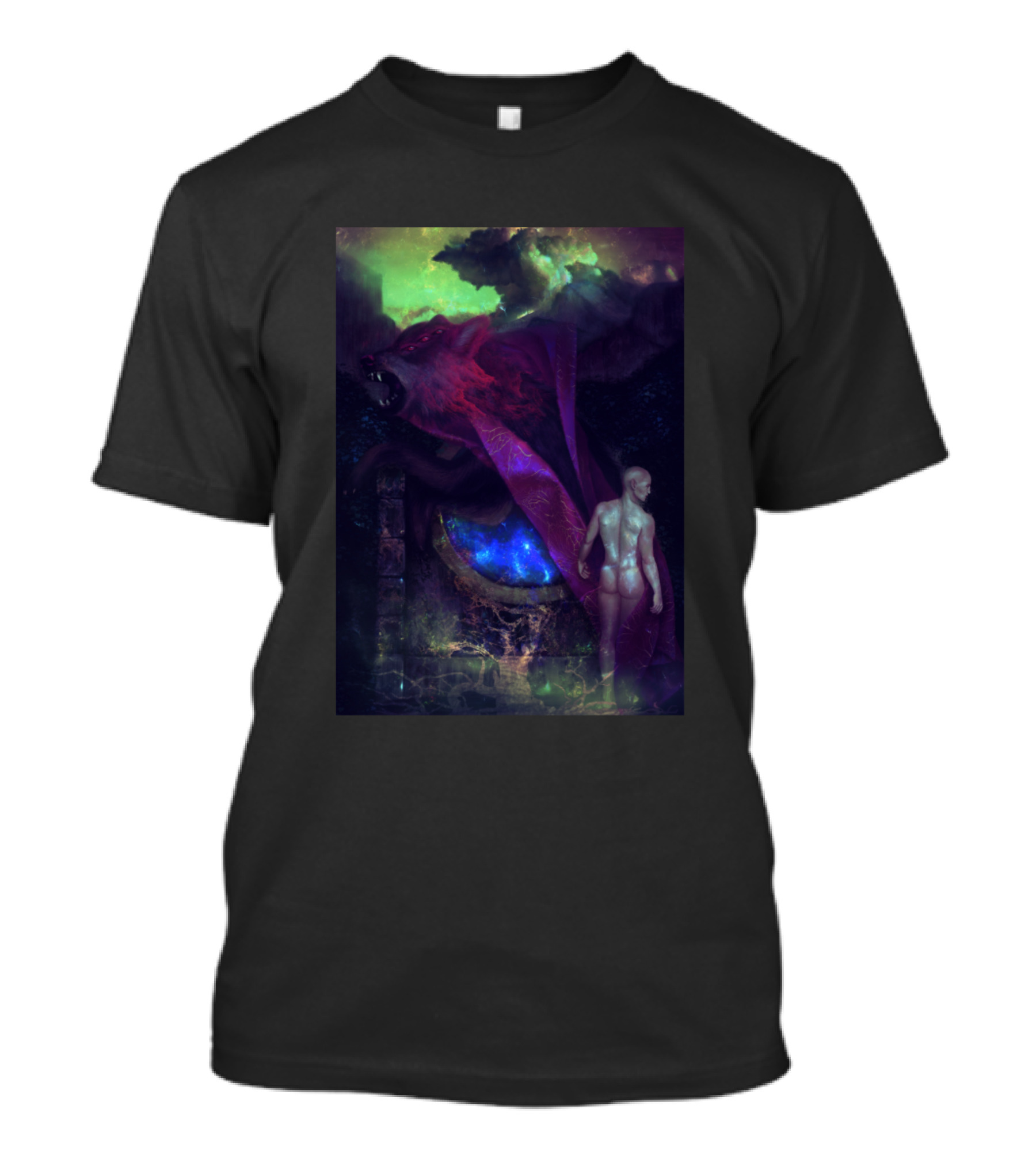 The Dread Wolf Lurking Behind Portal With Astral Warrior T-Shirt