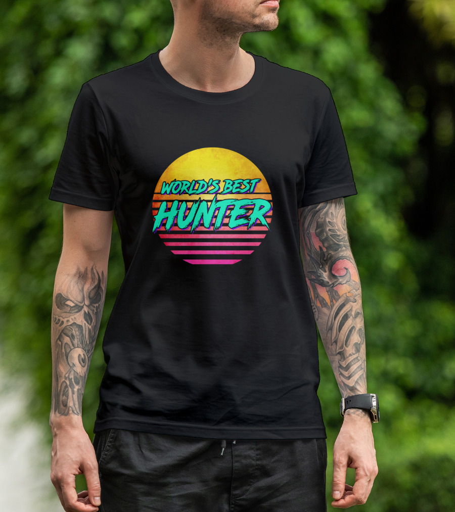 World's Best Hunter Retro Sunset T-Shirt