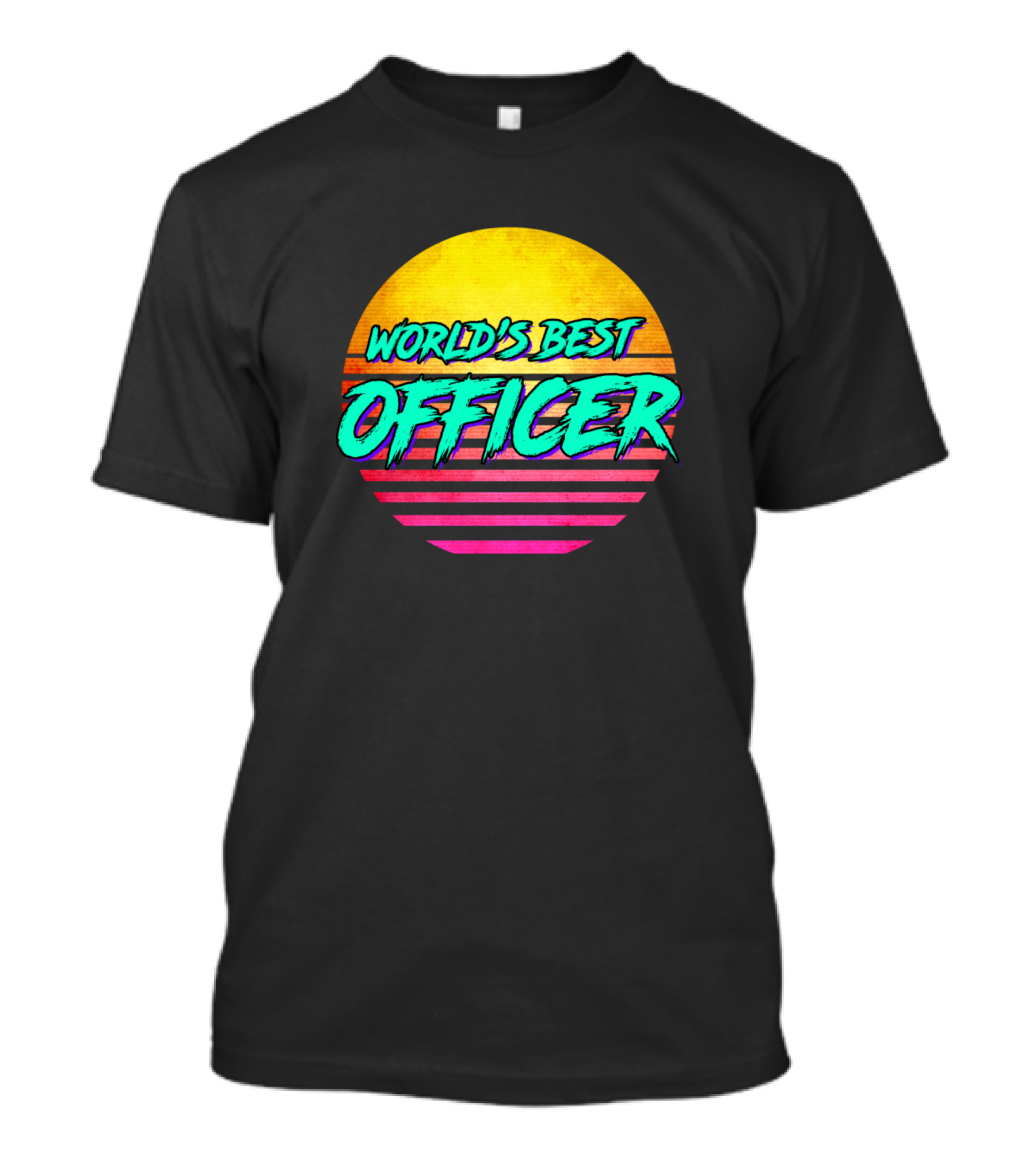 World's Best Officer Retro Sunset T-Shirt