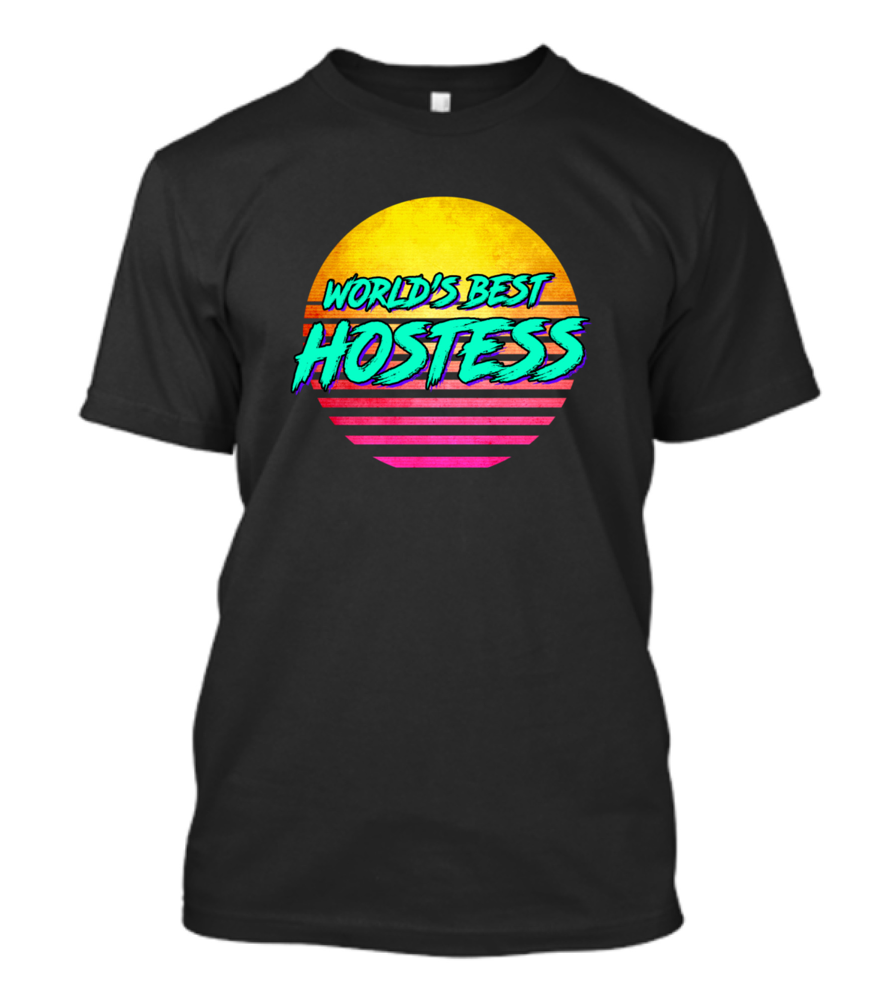 World's Best Hostess Retro Sunset T-Shirt