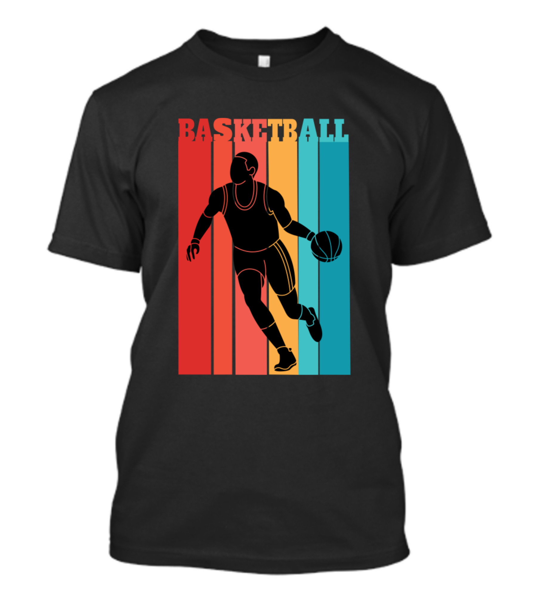 Basketball Retro Silhouette Vintage Stripes T-Shirt