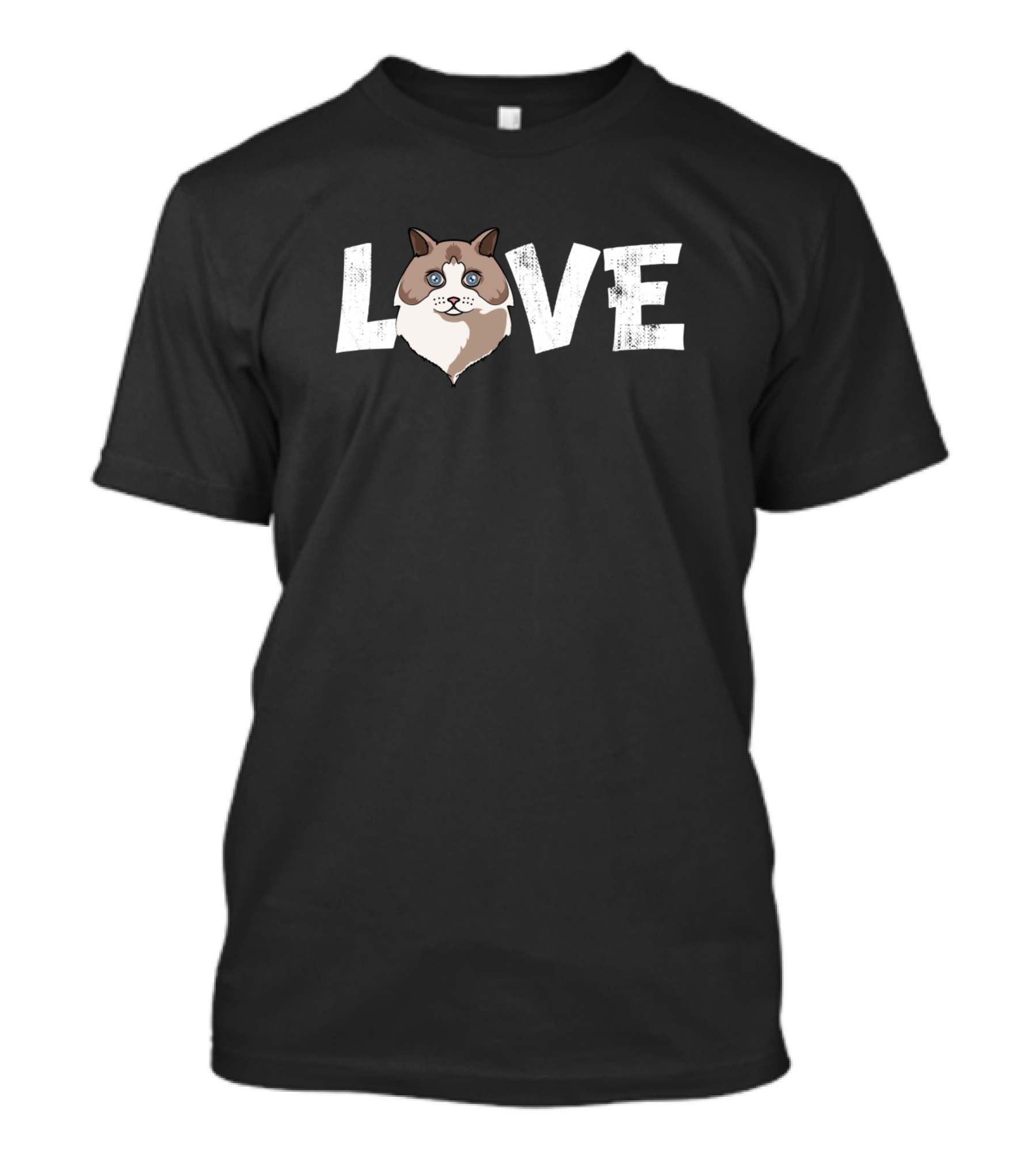 Cat Mom Cat Dad Ragdoll Cat Love Graphic With Ragdoll Face And Love Text T-Shirt