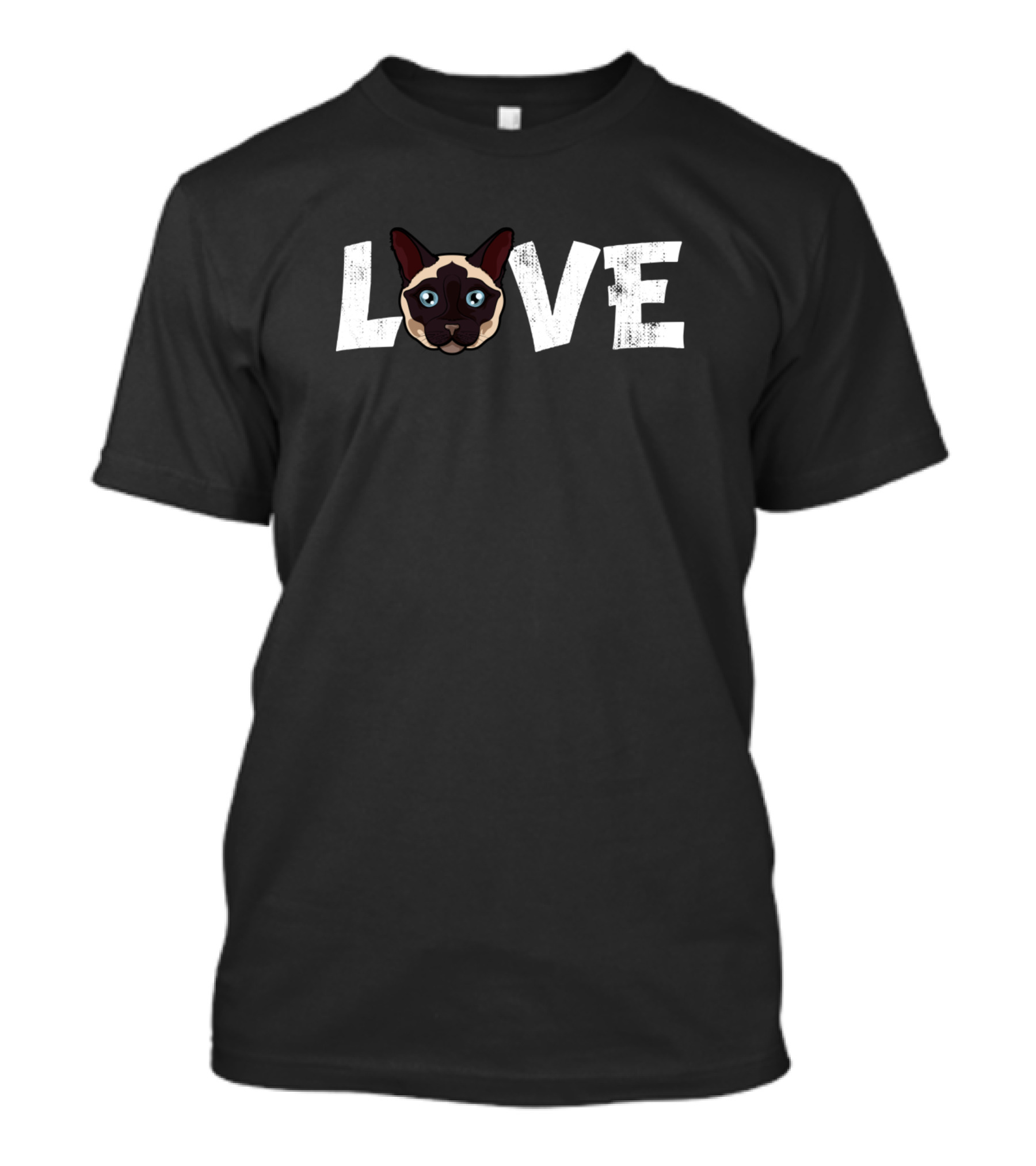 Cat Mom Cat Dad Siamese Cat Love Graphic With Love Text And Cat Face T-Shirt