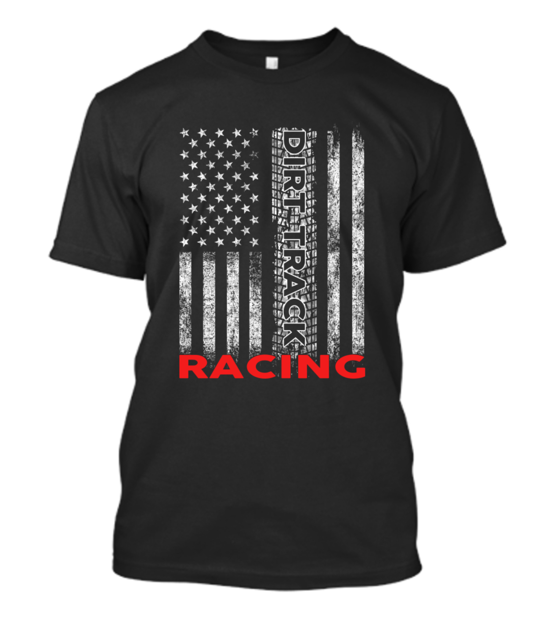 Racing Dirt Track American Flag Tire Tread USA T-Shirt