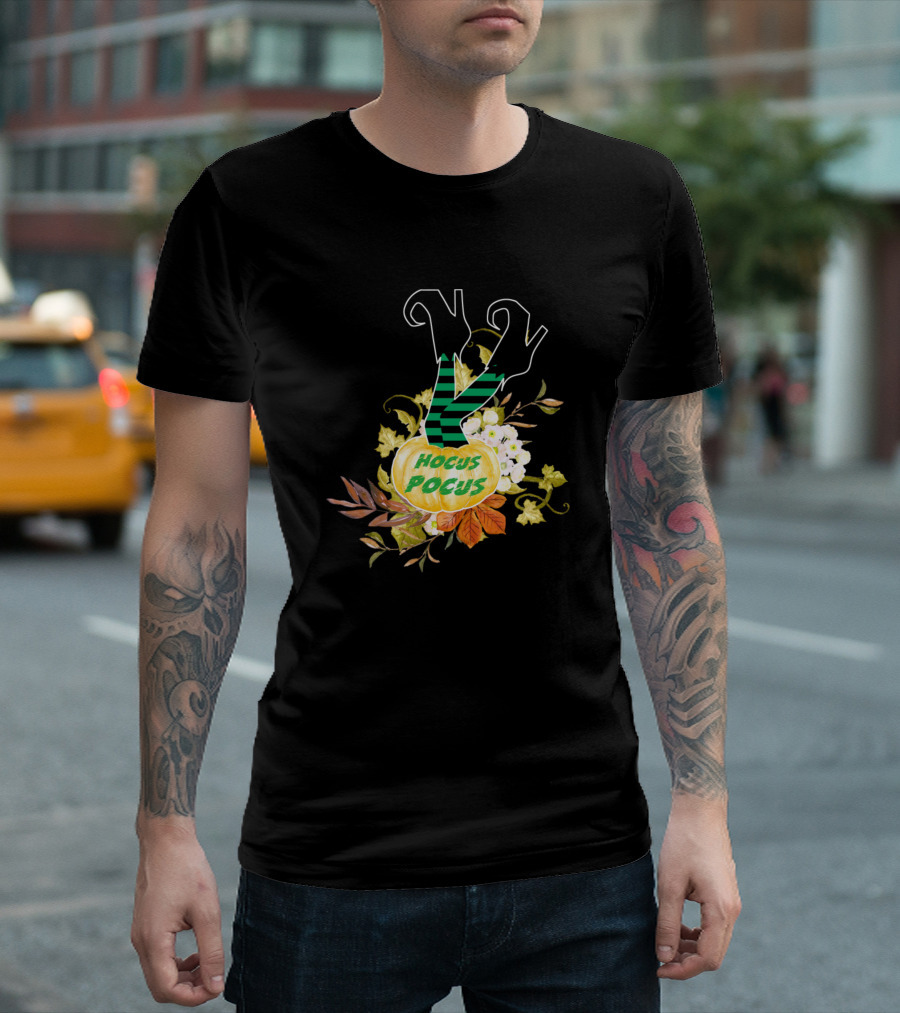 Hocus Pocus Halloween Pumpkin Witches Legs Floral T-Shirt