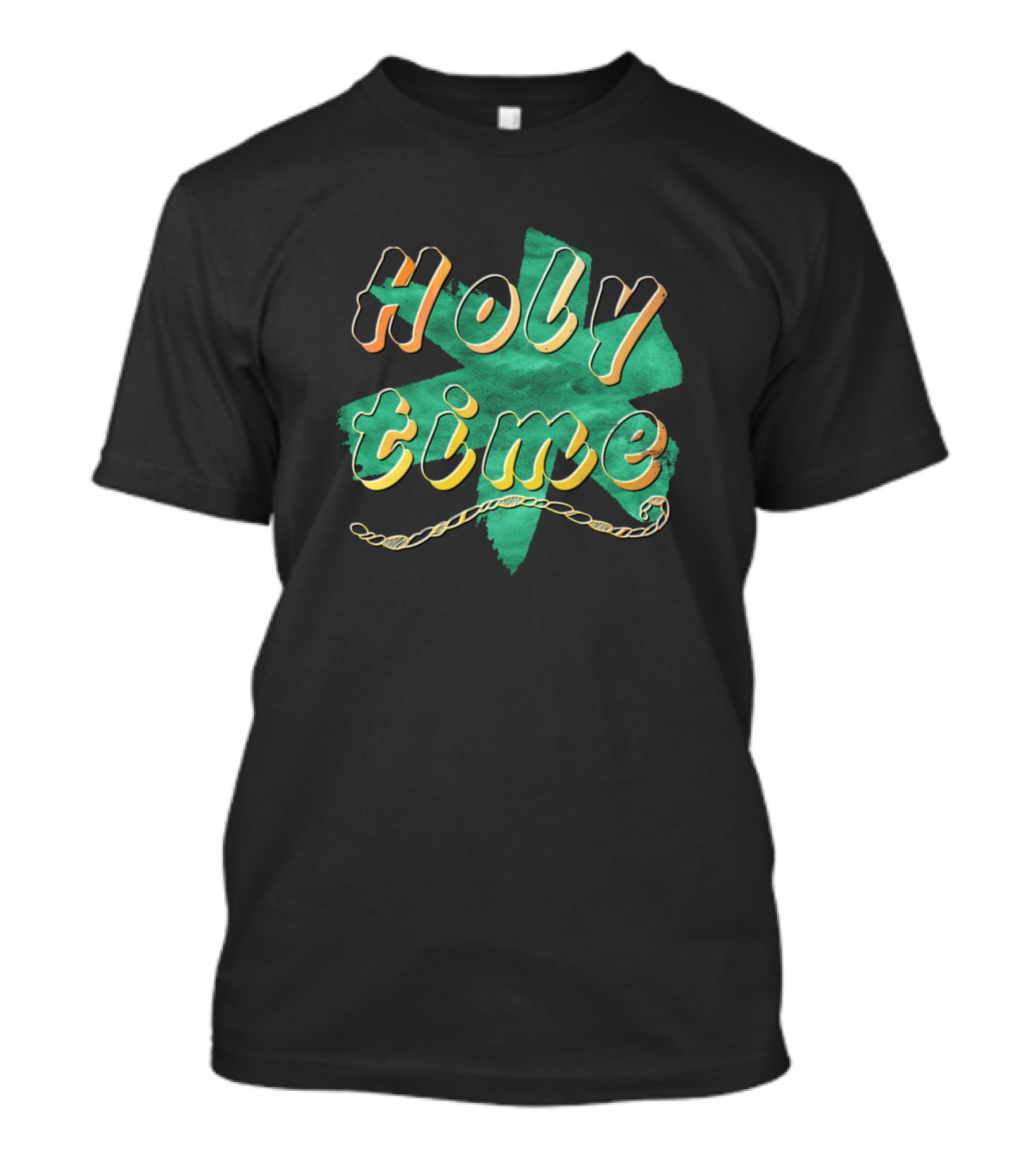 Holy Time Green Starry Burst Rope Lettering T-Shirt
