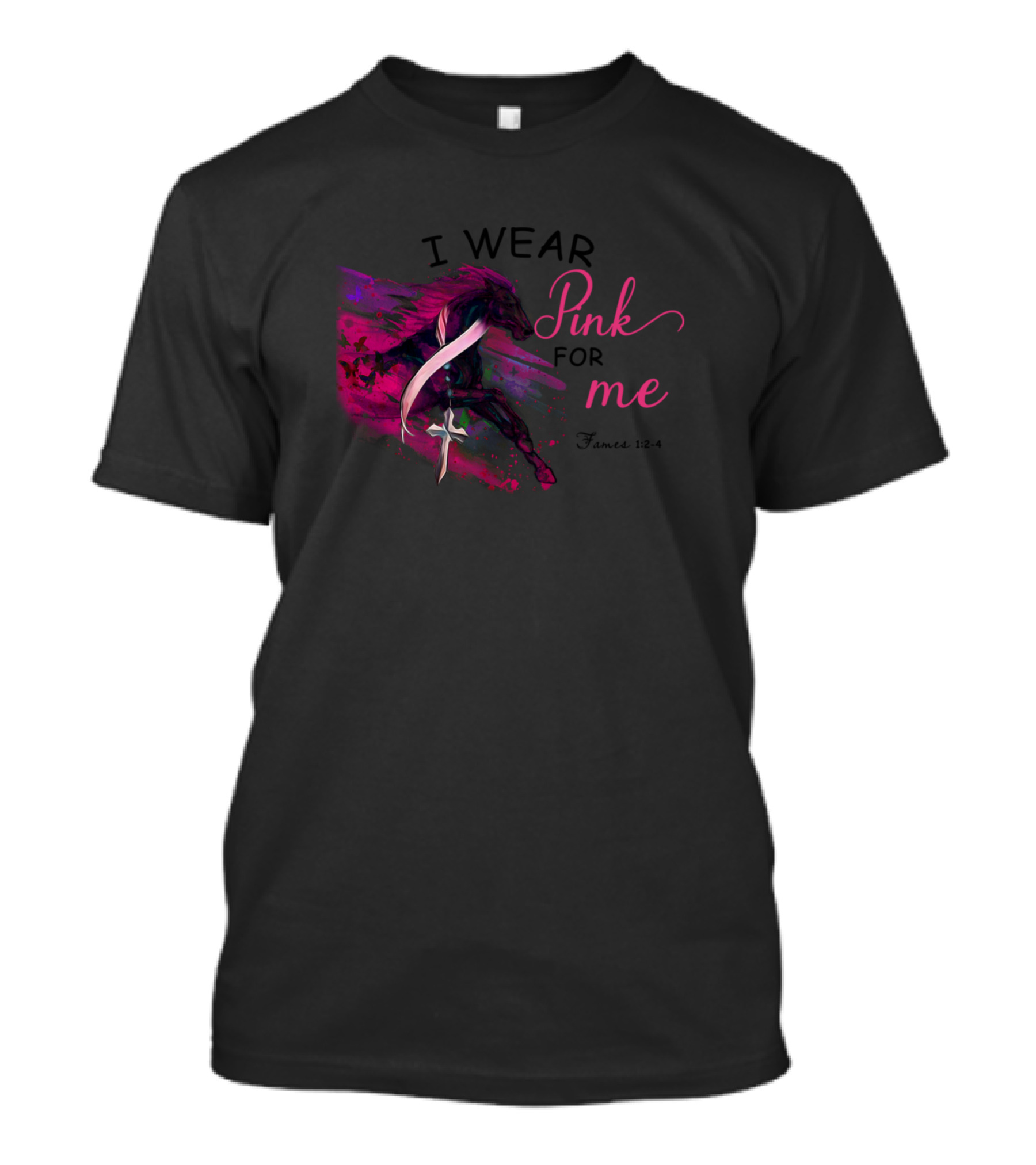 I Wear Pink For Me Horse Breast Cancer Awareness Hebrews 12:4 T-Shirt